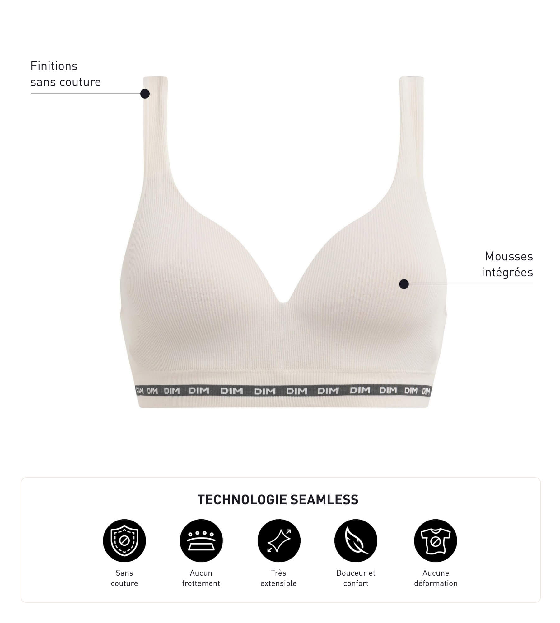 Seamless Beige Ribbed Wireless Bra - Comfortable Non-Padded Bralette for Everyday Wear - Perfect for Yoga, Lounge & Sleep