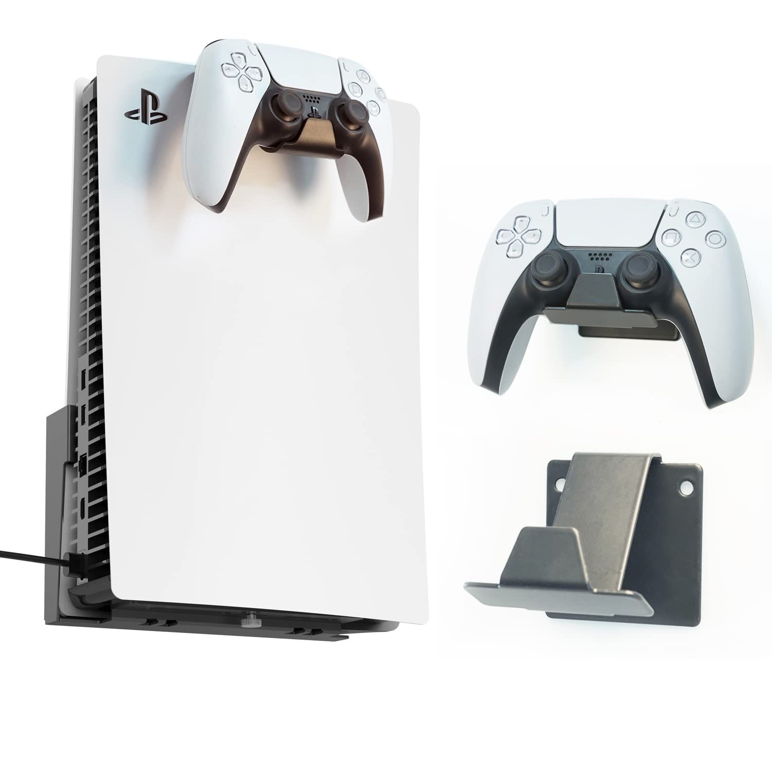 Monzlteck Wall Mount Holder for PS5 (Disc & Digital Edition) & Controller - Space-Saving Gaming Accessory for Living Room, Bedroom, or Game Room