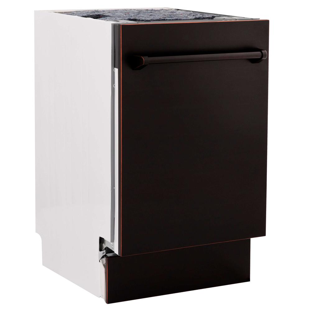ZLINE 18 Inch Tallac Series 3rd Rack Top Control Built-In Dishwasher - Oil Rubbed Bronze with Stainless Steel Tub, 51dBa (DWV ORB 18) | Perfect for Modern Kitchens & Open-Concept Homes