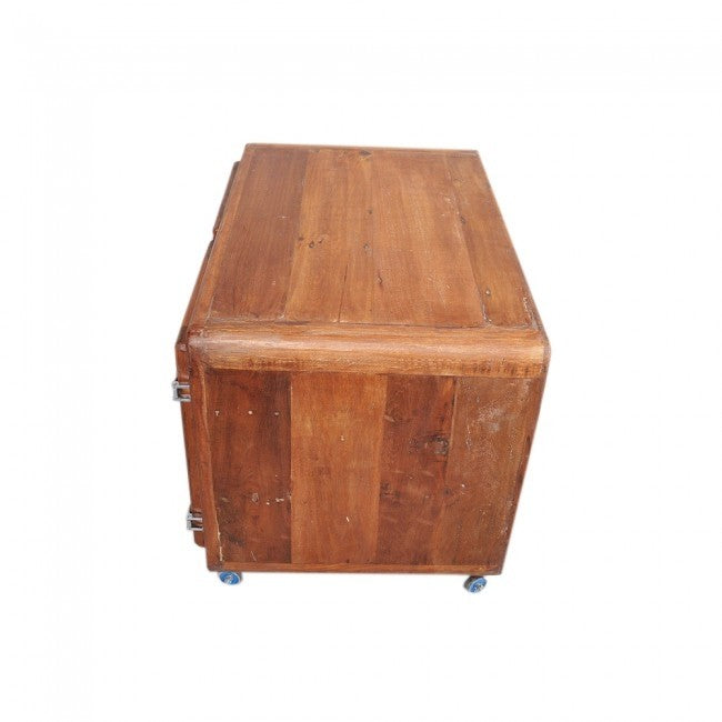 Reclaimed Wood Small Sideboard Buffet Cabinet with Wheels - 47 Inch Rustic Honey Finish | Perfect for Dining Room Storage, Kitchen Organization & Entryway Decor
