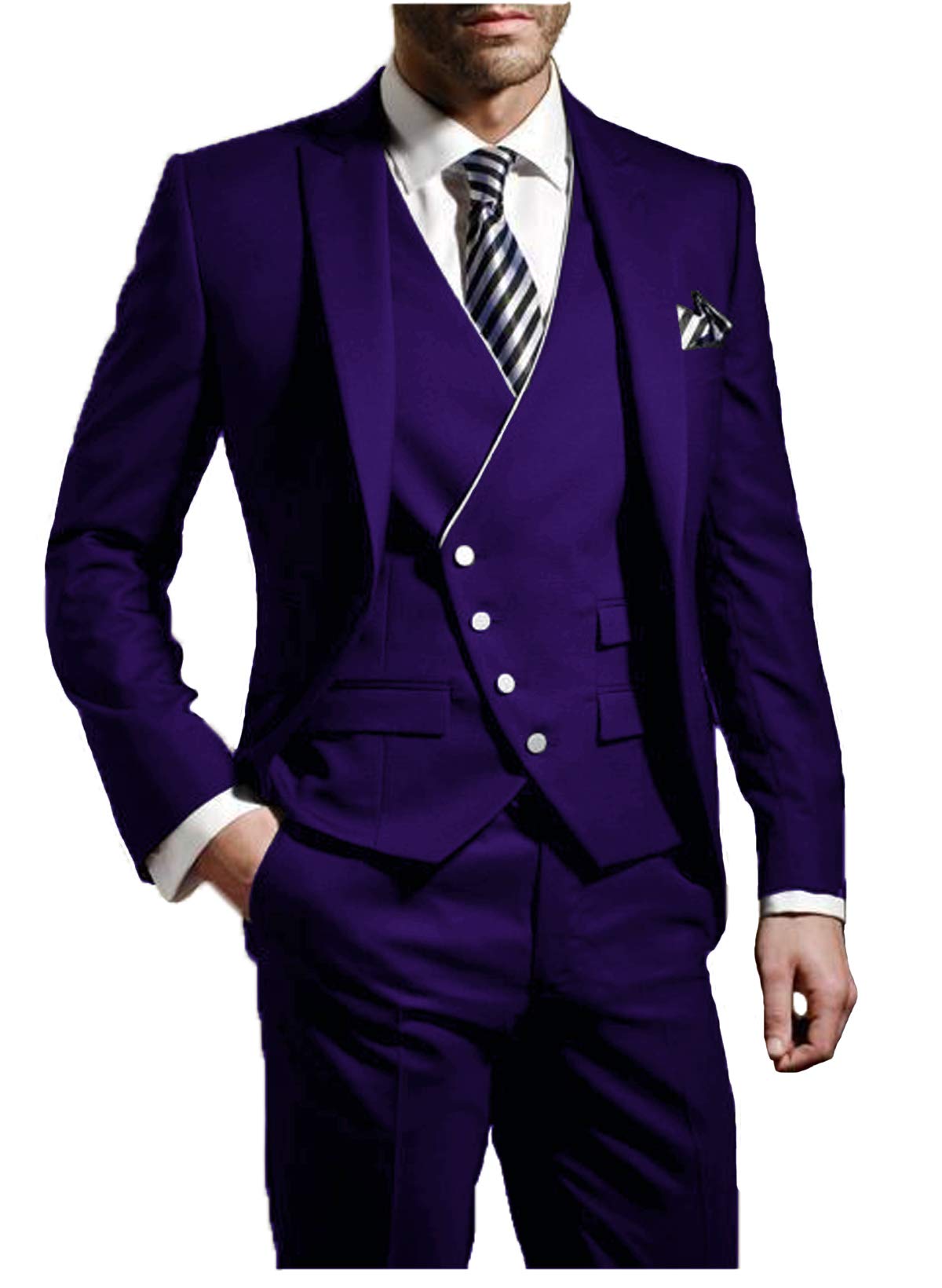 Men's Slim Fit 3-Piece Formal Suit Set - Wedding Tuxedo & Prom Jacket for Parties & Special Occasions | Perfect for Weddings, Proms, Business Events & Evening Gala