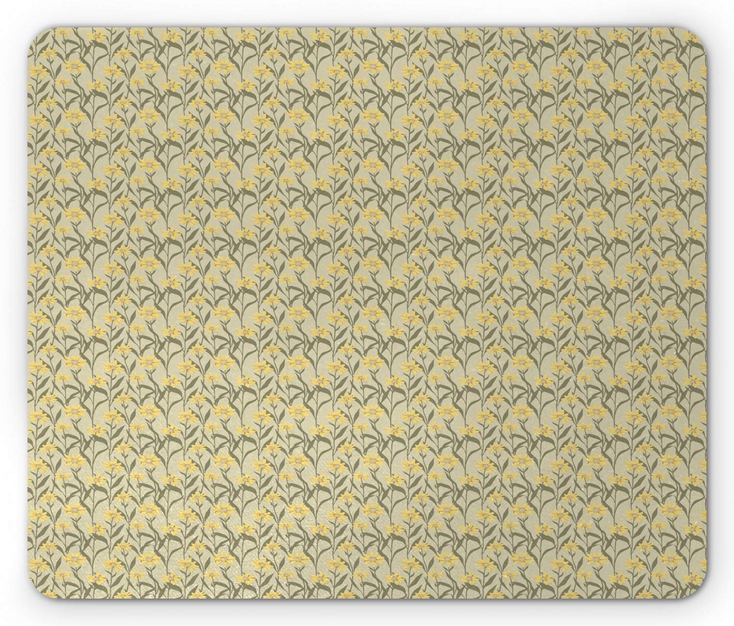 Ambesonne Retro Mouse Pad - Non-Slip Rubber, Army Green & Yellow for Office & Gaming