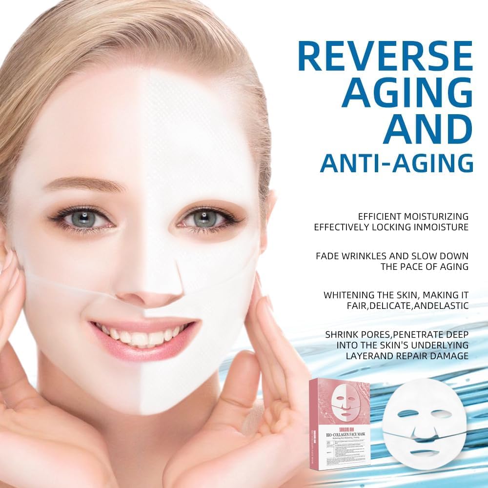 ADBHUTANAND Collagen Overnight Face Mask - Korean Glass Skin Hydrogel Mask for Deep Hydration, Brightening & Anti-Aging | Niacinamide Formula Reduces Pigmentation & Minimizes Pores | 1 Count | Perfect for Nighttime Skincare Routine & Post-Sun Care