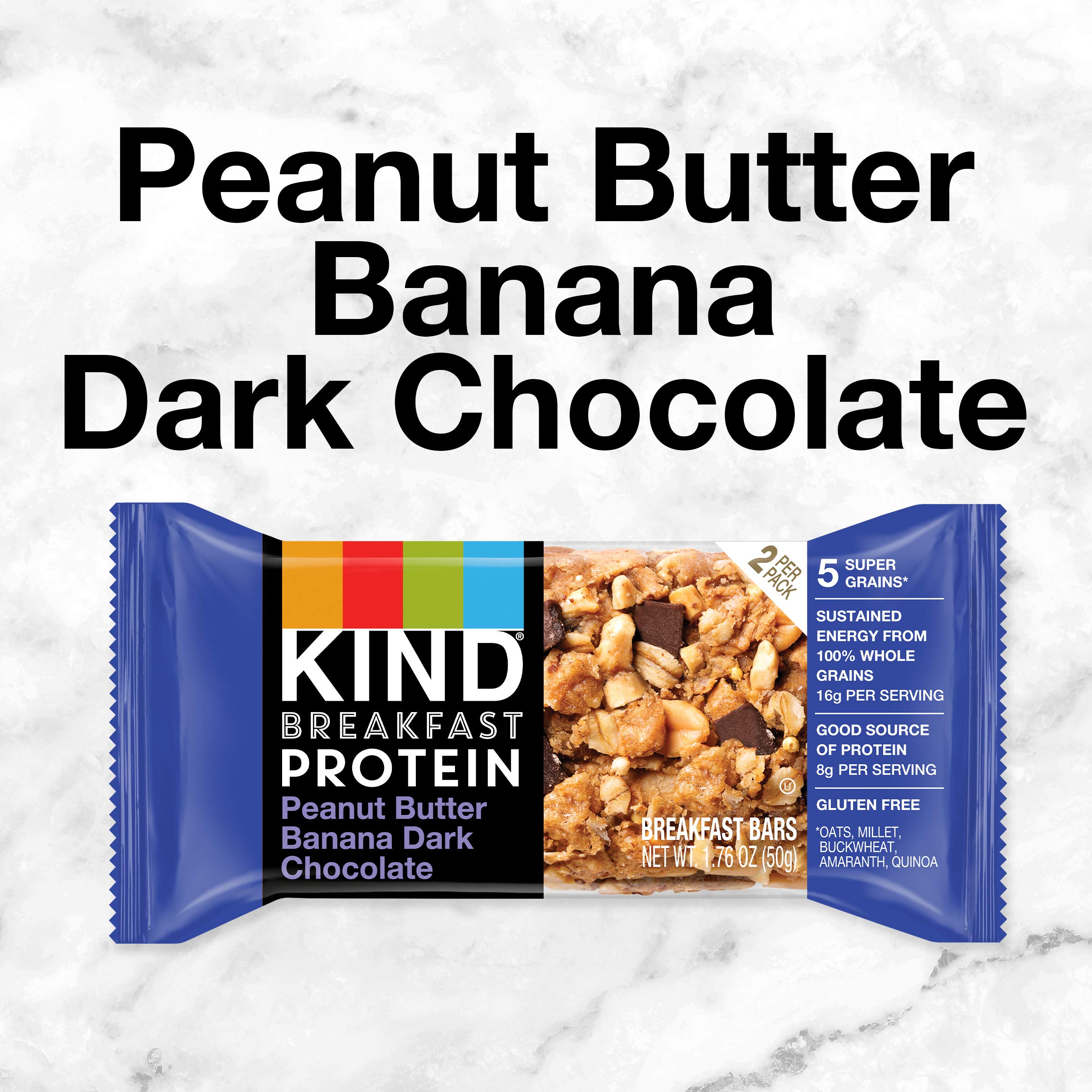 KIND Breakfast Protein Bars - Peanut Butter Banana Dark Chocolate Flavor, Healthy Gluten Free Snacks with 8g Protein (32 Count) - Perfect for On-the-Go Breakfast, Post-Workout Recovery & Office Snacking