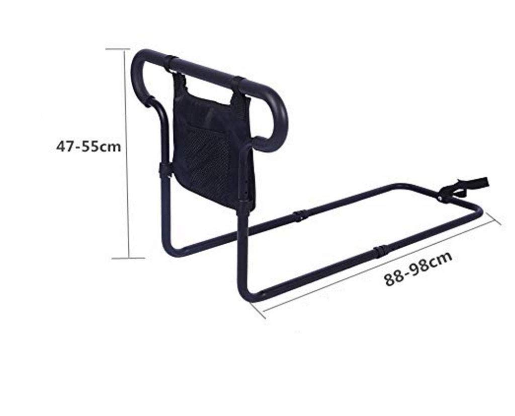 Elderly Safety Bed Rail - Adjustable Bedside Guardrail with Storage Bag for Seniors, Pregnant Women & Kids - Black Aluminum Alloy - Home Care & Hospital Use