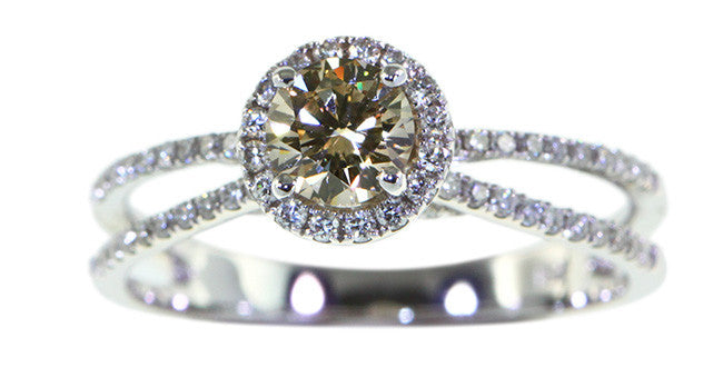 Exquisite 14K Gold Champagne Diamond Ring for Women - Elegant Engagement, Wedding, Anniversary Gift - Perfect for Romantic Occasions & Special Celebrations