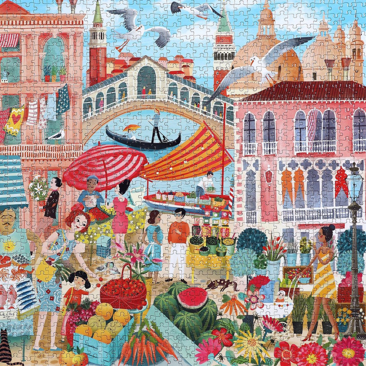 eeBoo 1000 Piece Jigsaw Puzzle - Venice Open Market Scene | Premium Quality Puzzle for Adults & Families | Perfect for Relaxation, Home Decor & Gift Giving