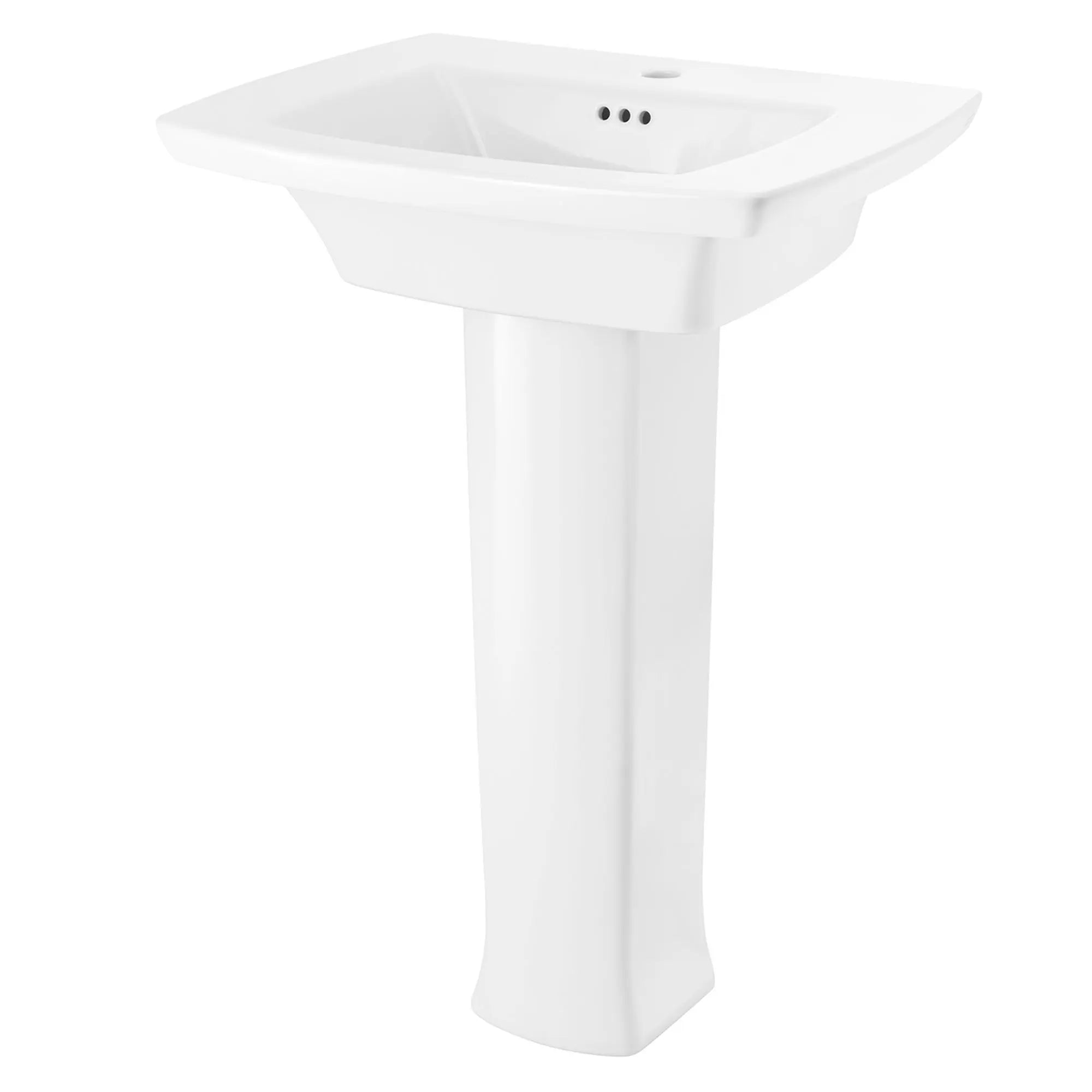 Edgemere 4 Inch Centerset Pedestal Sink Top and Leg Set - White Ceramic Bathroom Vanity for Small Space, Perfect for Powder Room or Half Bath Installation