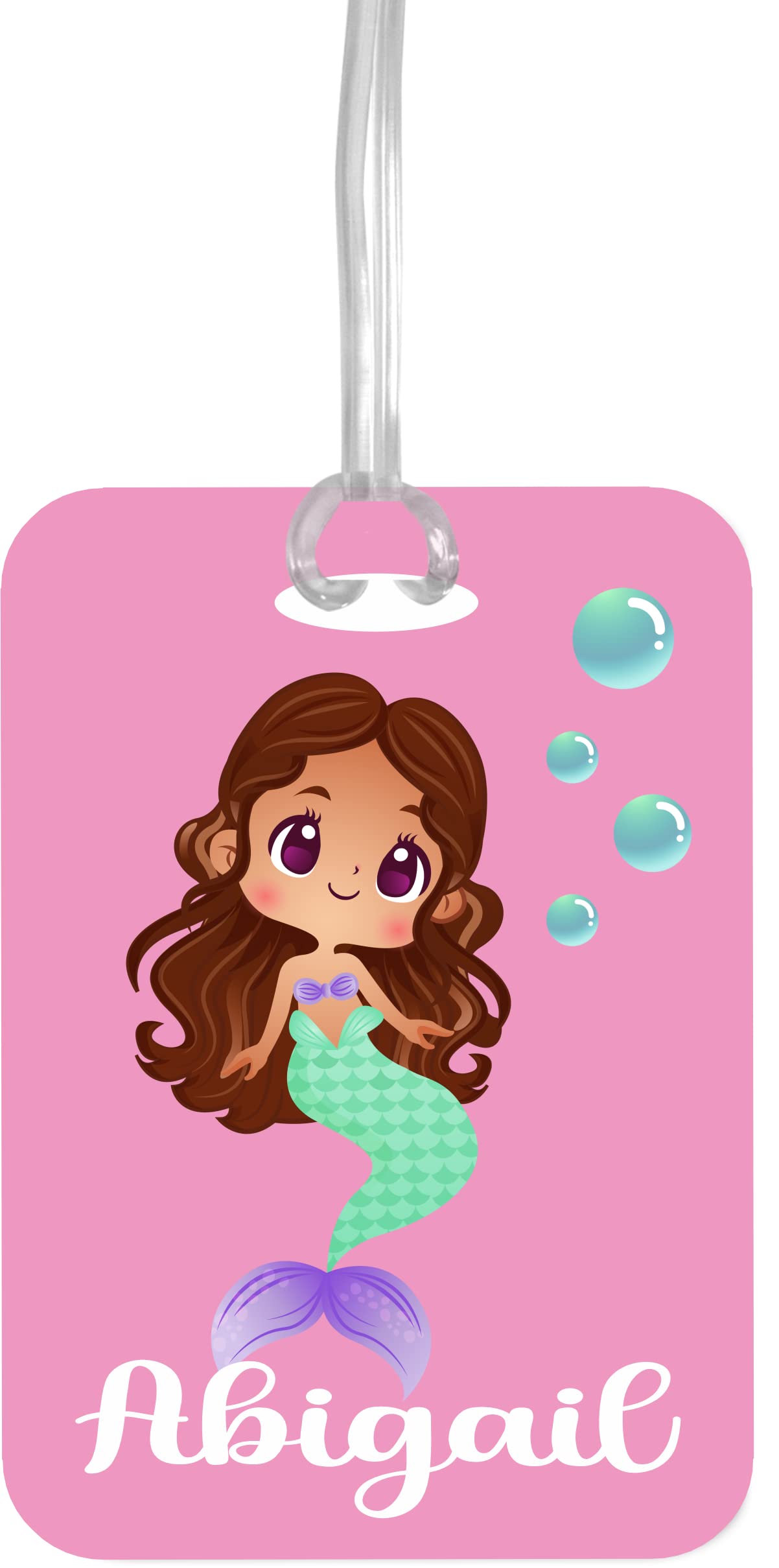 **Personalized Mermaid Backpack Name Tag for Girls - Adjustable Strap, Kids Luggage ID, Cute Christmas Gift (Design #4) - Perfect for School, Travel & Birthday Presents**