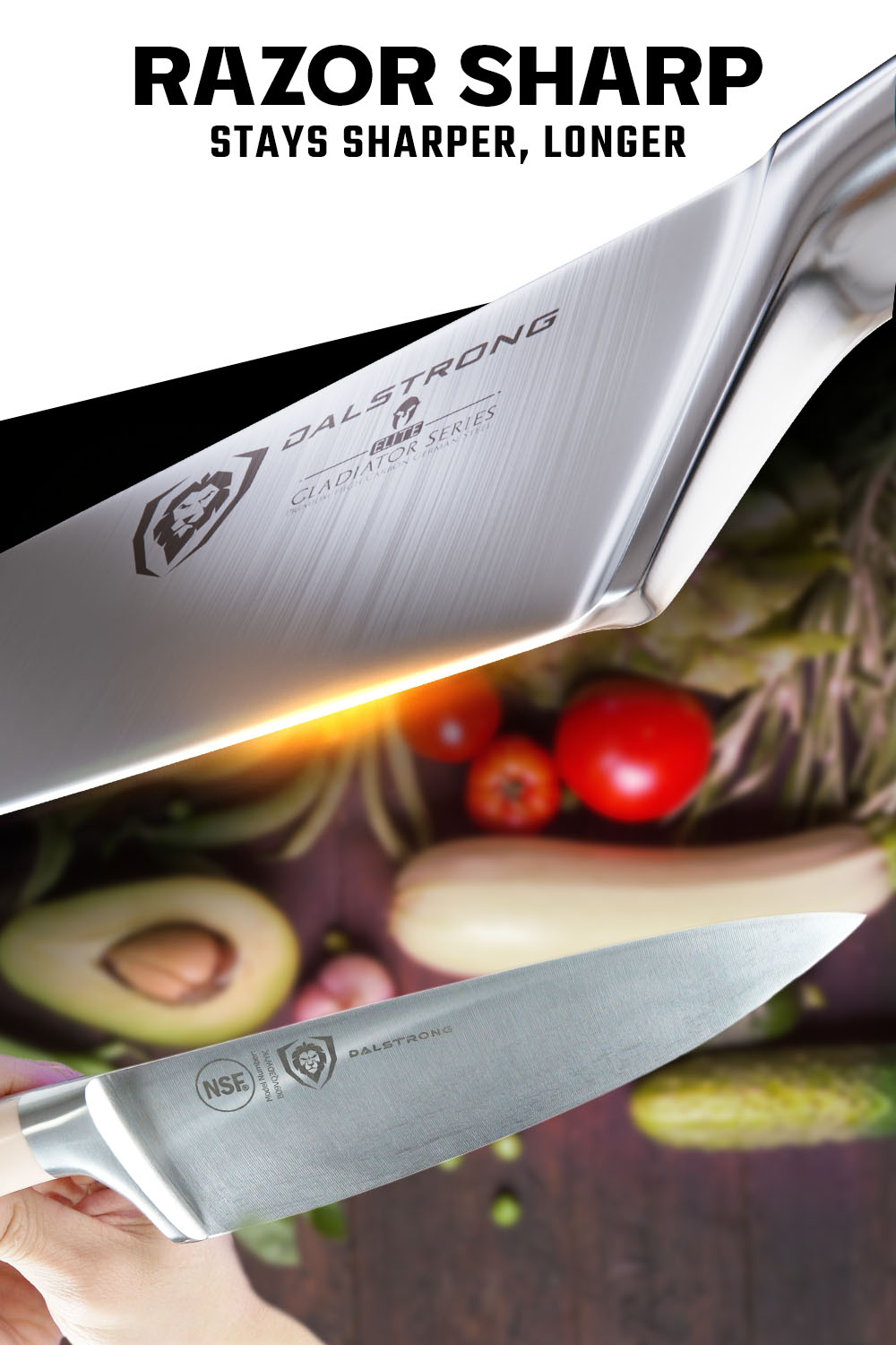 Premium 8-Inch Chef Knife with Ergonomic Himalayan Handle - Gladiator Series NSF Certified by Dalstrong - Perfect for Professional Chefs & Home Cooking