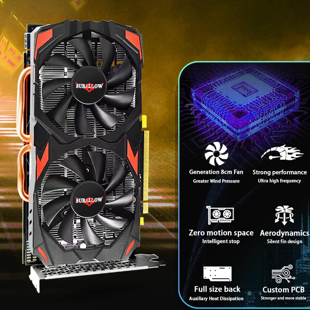 AMD Radeon RX 580 8GB GDDR5 256-bit Gaming Graphics Card with Dual Fans | PCIe 3.0 | HDMI/DP Ports | High Performance for PC Gaming, VR & 4K Video Editing