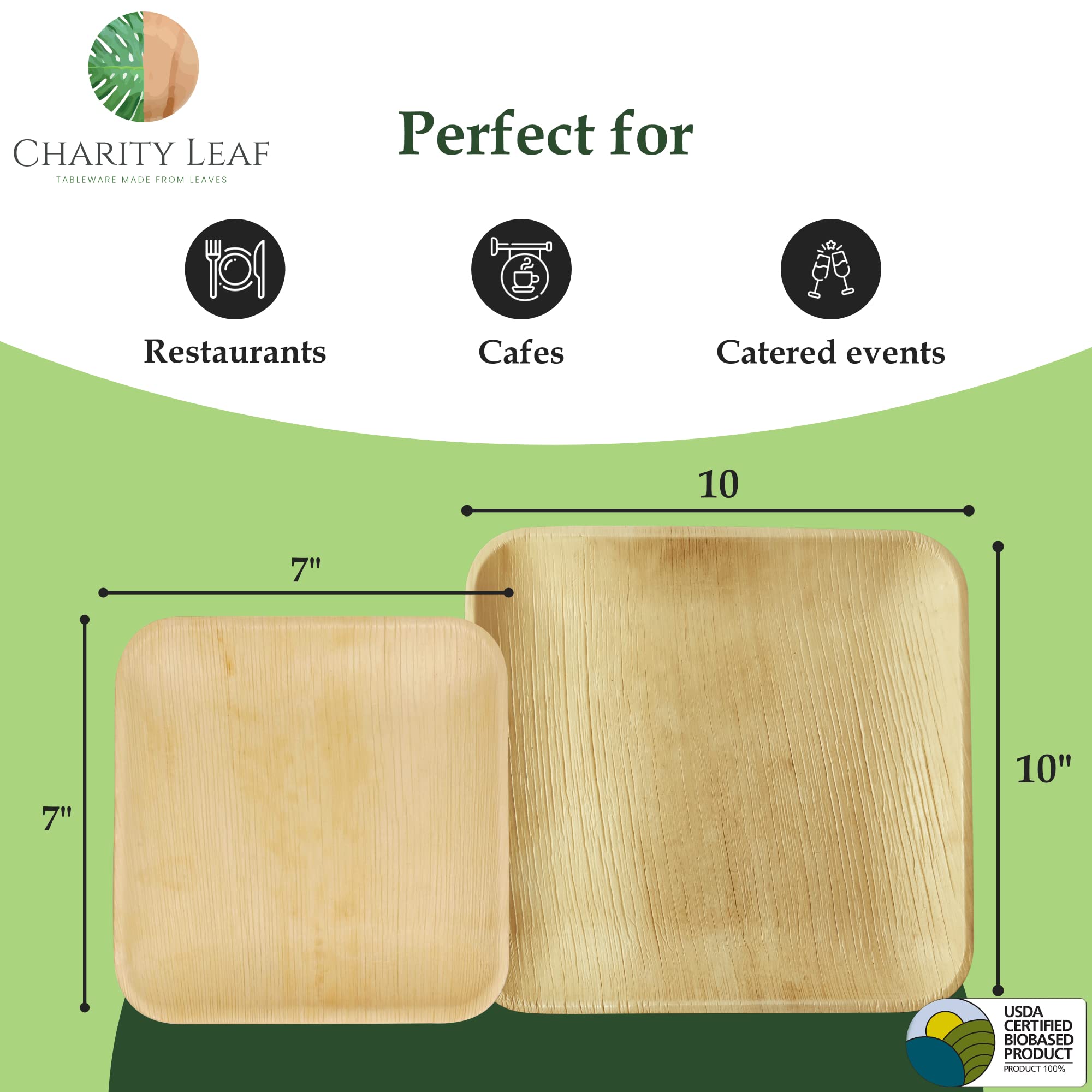 Eco-Friendly 50-Piece Palm Leaf Plates Set - 25 x 10