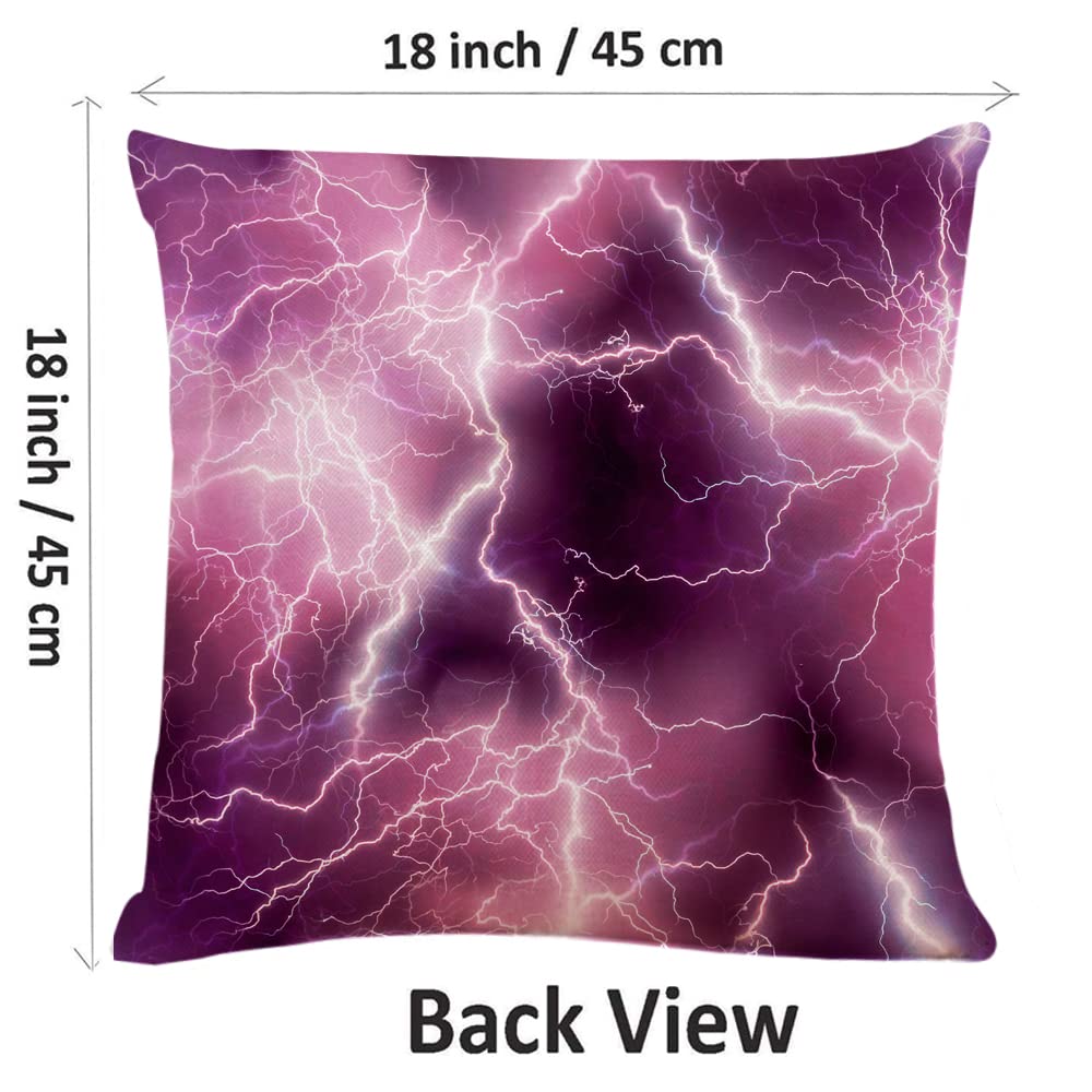 18x18 Inch Decorative Square Throw Pillow Covers - Jumbo Purple Lightning Design for Couch, Sofa & Bed - Soft Cushion Cases for Living Room, Bedroom & Home Decor