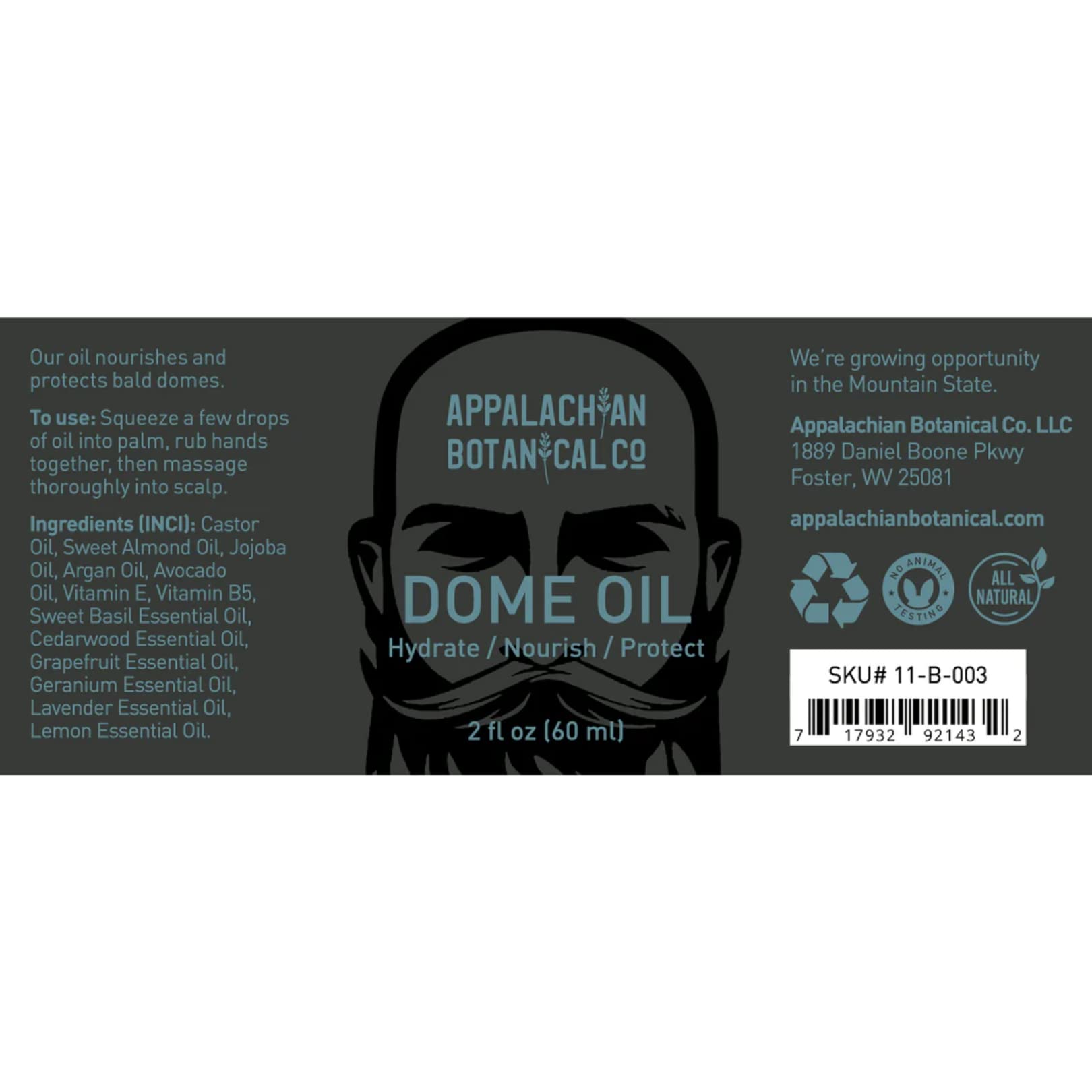 Dome Oil for Bald Scalp Care - 2 fl oz Men's Scalp Moisturizer & Head Shine Treatment - Hydrating Bald Head Care Solution for Daily Use - 1 Pack