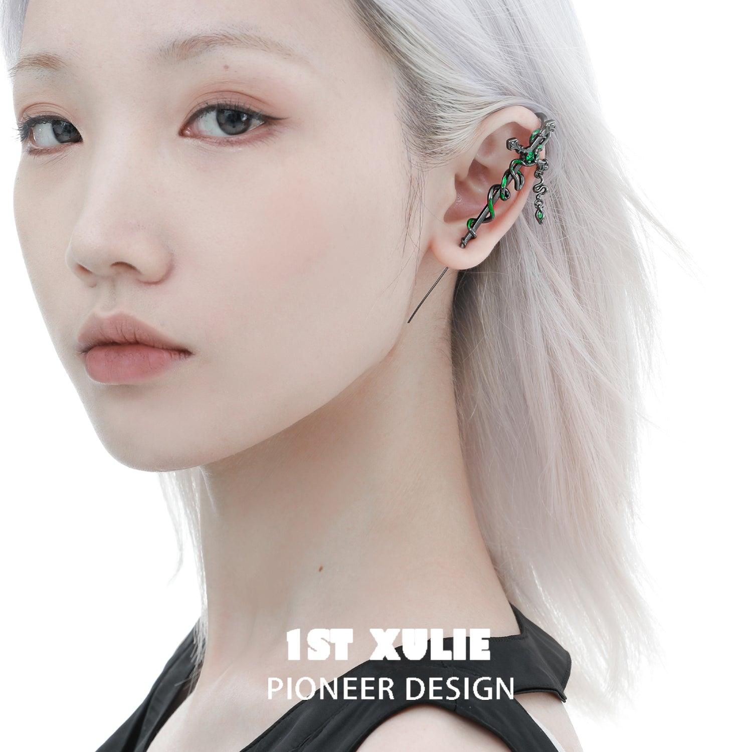 18k Black Gold Plated Slytherin House Needle Piercing Earrings for Women | Harry Potter Inspired Jewelry | Perfect for Cosplay, Gift Giving & Everyday Wear