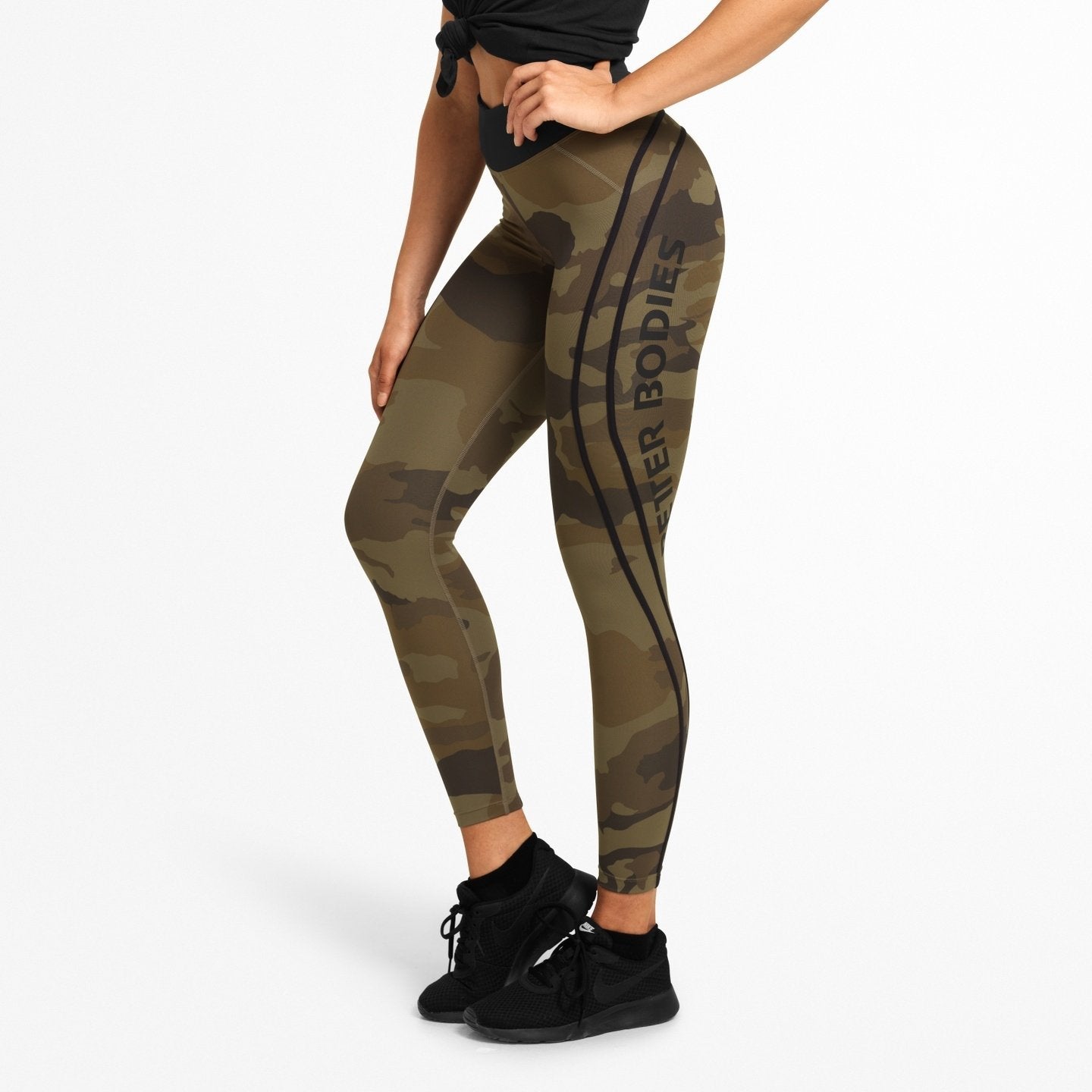 Better Bodies Camo High Waist Tights - Dark Green Camouflage Leggings for Women | Yoga, Workout & Running Activewear