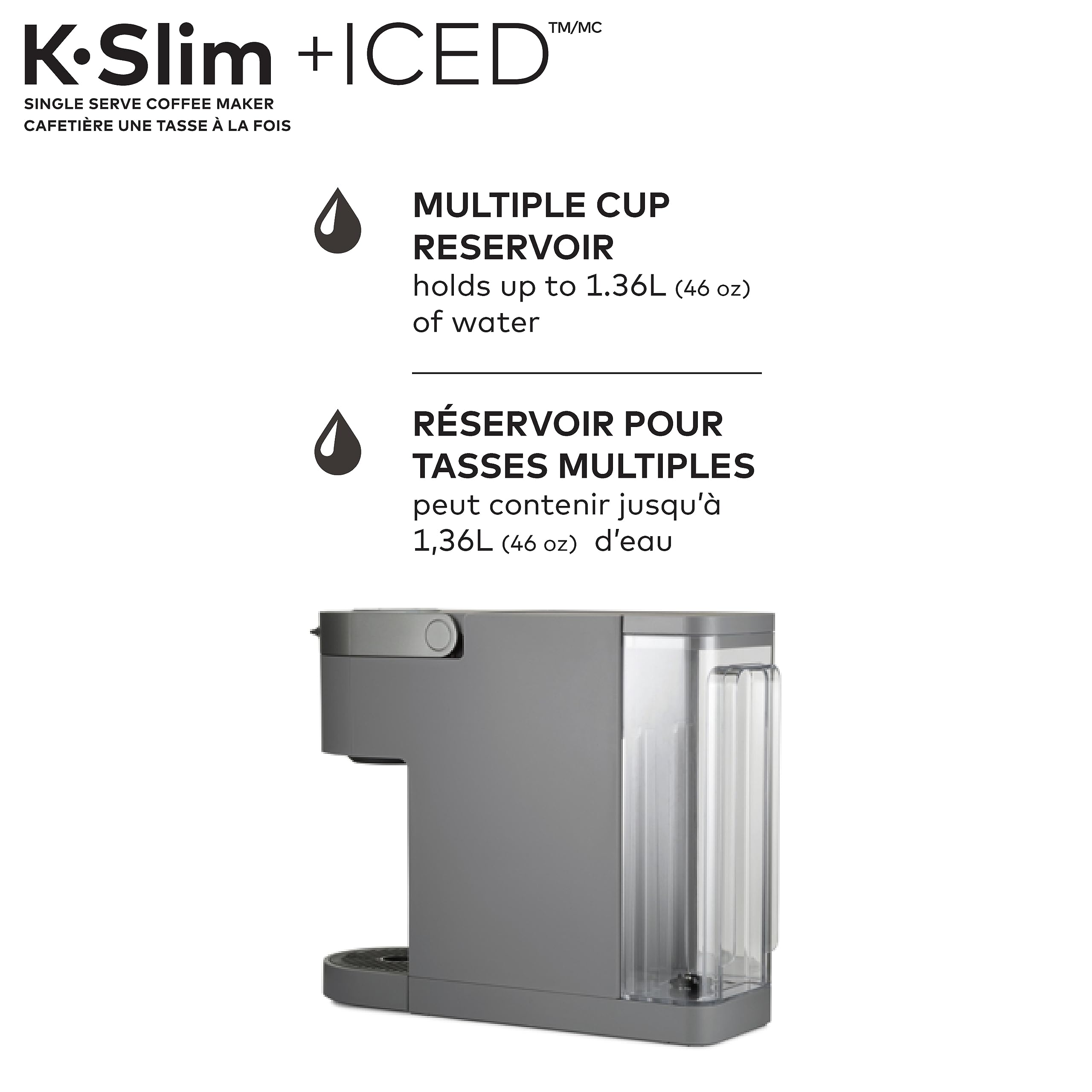 Keurig K-Slim + ICED Single Serve Coffee Maker - Compact & Fast Brewing for 8-12oz Cups (Gray) - Perfect for Home, Office, or Travel Use
