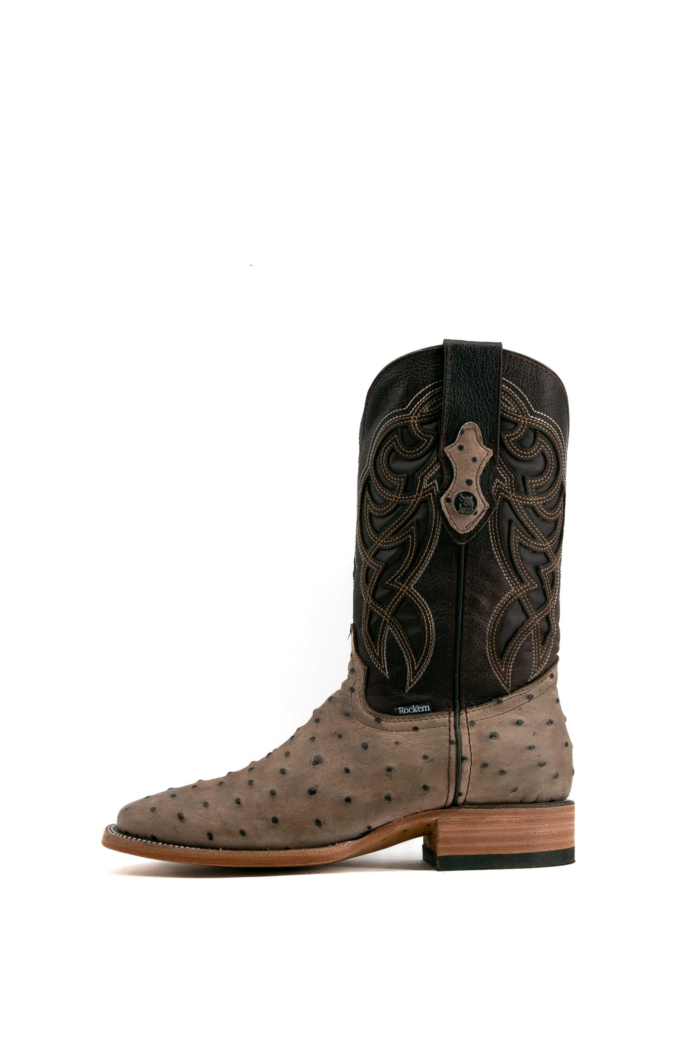 Premium Ostrich Leather Square Toe Cowboy Boots for Men - Western Style Rodeo & Ranch Work Boots - Perfect for Country Dancing, Horseback Riding & Outdoor Adventures