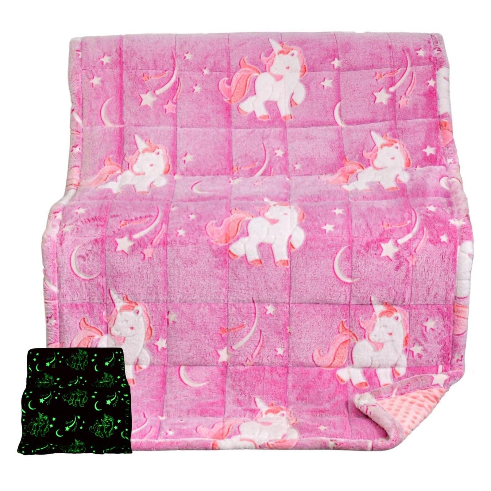 Tiddan 7lb Weighted Blanket for Kids - Soft Minky Unicorn Blanket for Girls, Twin Size 7-Pound Therapeutic Blanket for Children with Anxiety, Stress Relief & Better Sleep - Perfect for Bedtime, Relaxation & Sensory Needs
