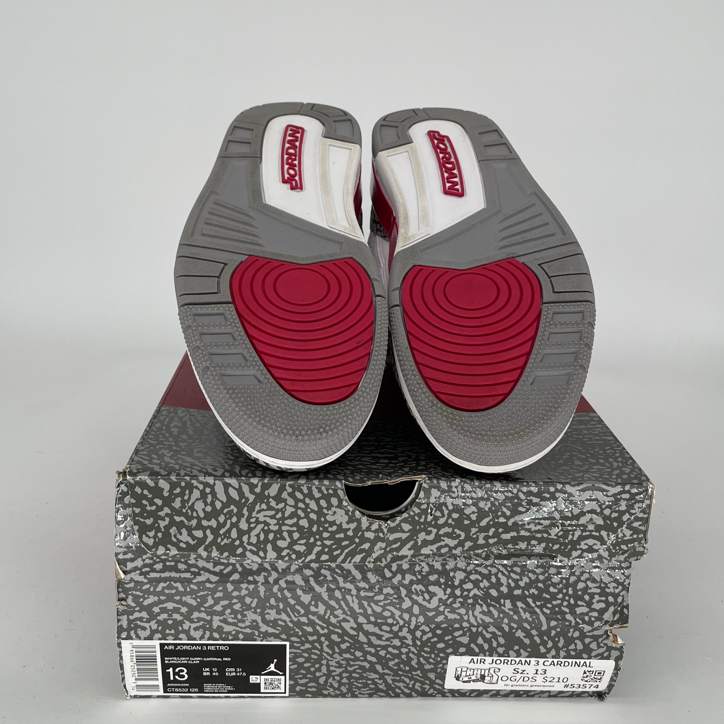 AIR JORDAN 3 CARDINAL Men's Basketball Shoes Size 13 - Retro Style Sneakers for Men (CT8532-126) - Perfect for Streetwear, Gym & Casual Outfits