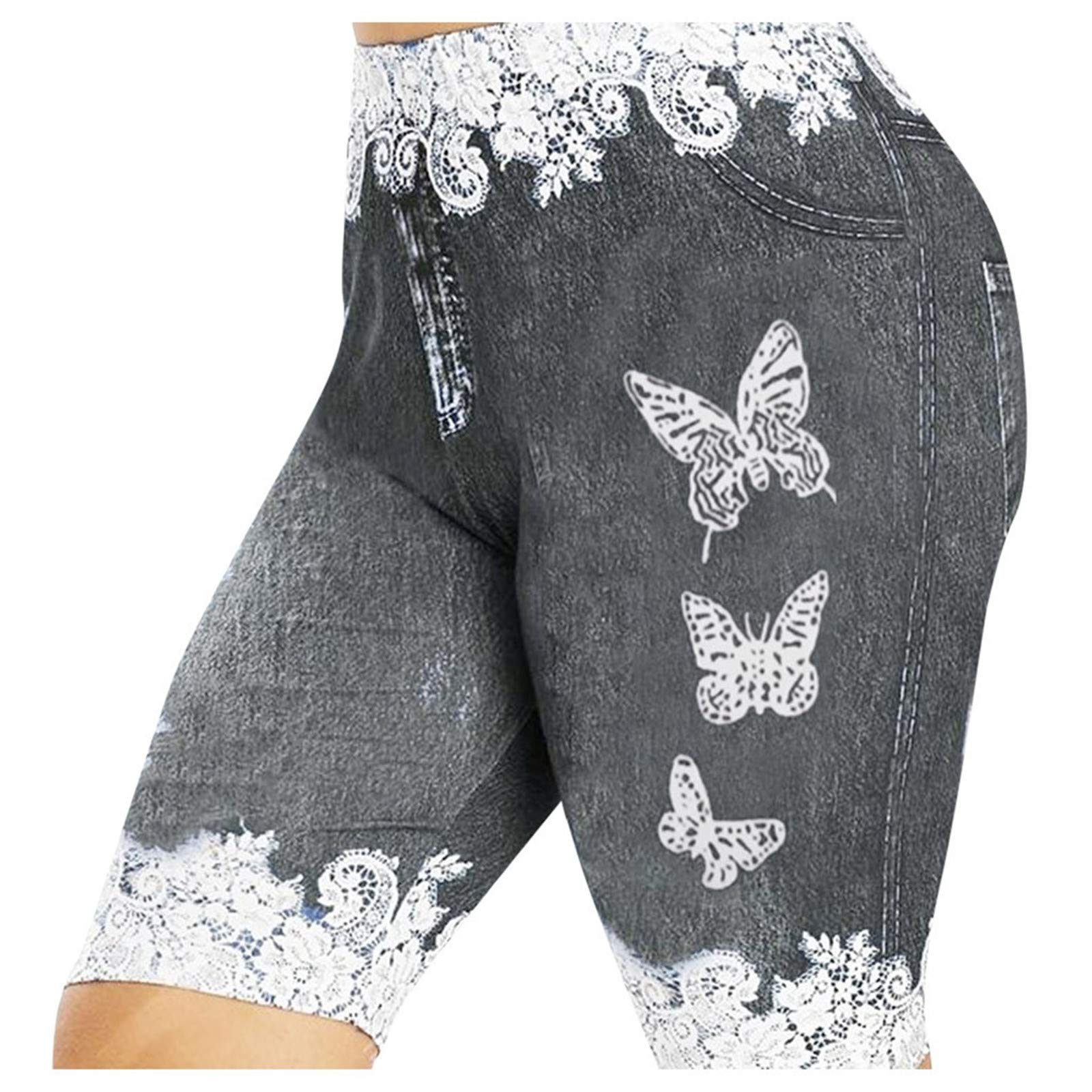 Women's Casual Summer Shorts - Plus Size Skinny Jeggings with Butterfly Print | Perfect for Beach, Vacation & Everyday Wear
