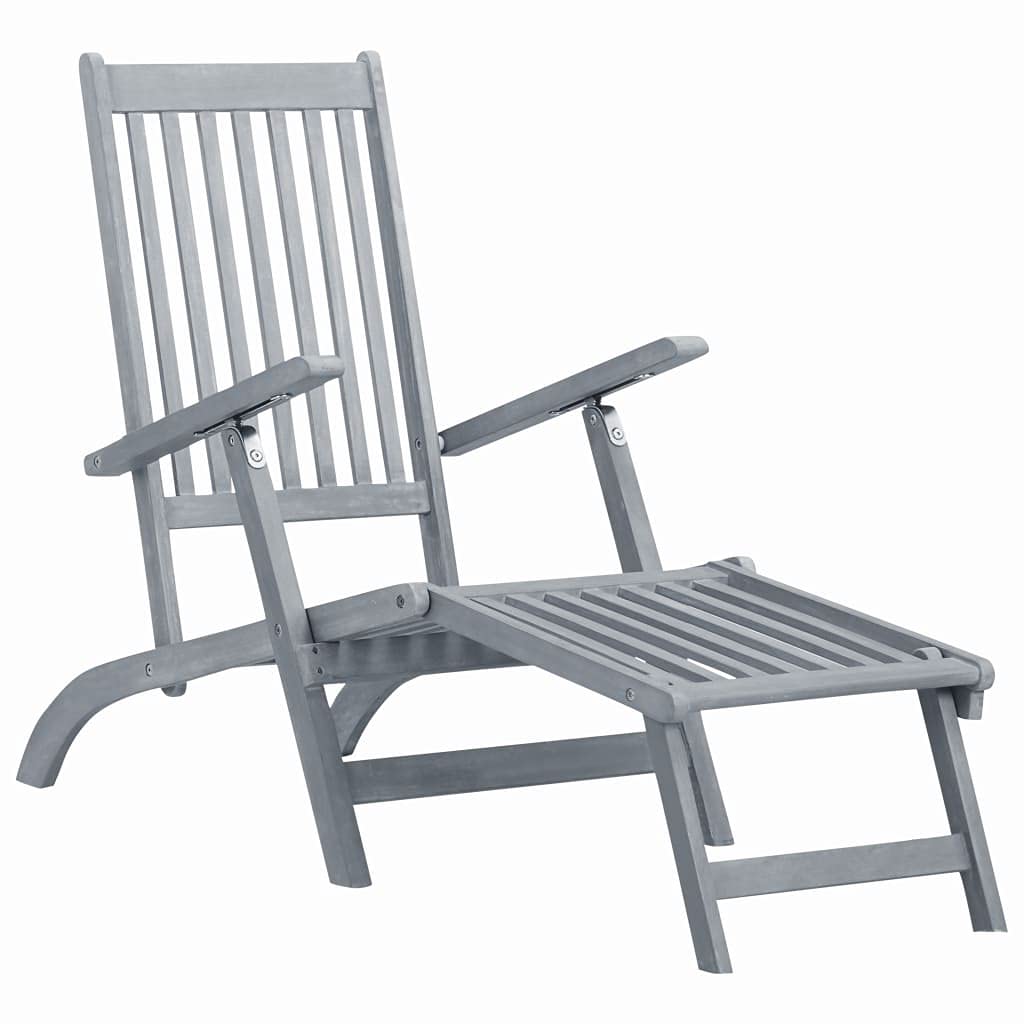 YALEO Adjustable Acacia Wood Sun Lounger with Footrest - 3-Position Folding Chaise Lounge Chair for Patio, Poolside & Garden (66