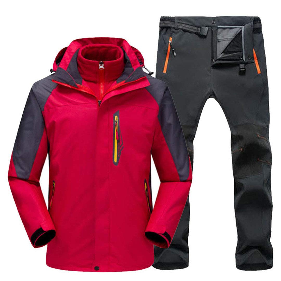 Men's Waterproof Windproof Fleece-Lined Ski Jacket & Pants Set for Camping, Hiking & Outdoor Winter Sports - Warm Winter Gear for Snowboarding & Cold Weather Activities