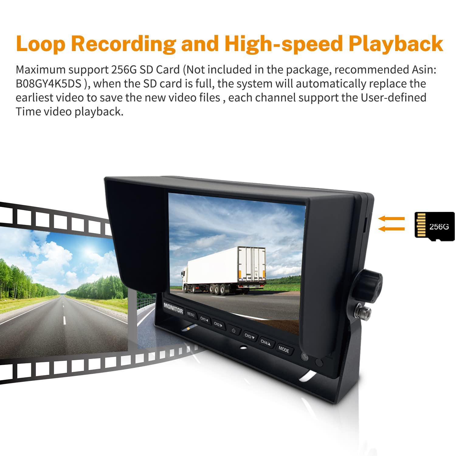 1080P HD Backup Camera with 7” IPS Monitor - Wired DVR Dash Cam for Trucks, RVs, Trailers, Buses & Large Vehicles | Night Vision, Parking Assistance, Rear View Safety System | Perfect for Commercial Fleets & Long-Distance Driving