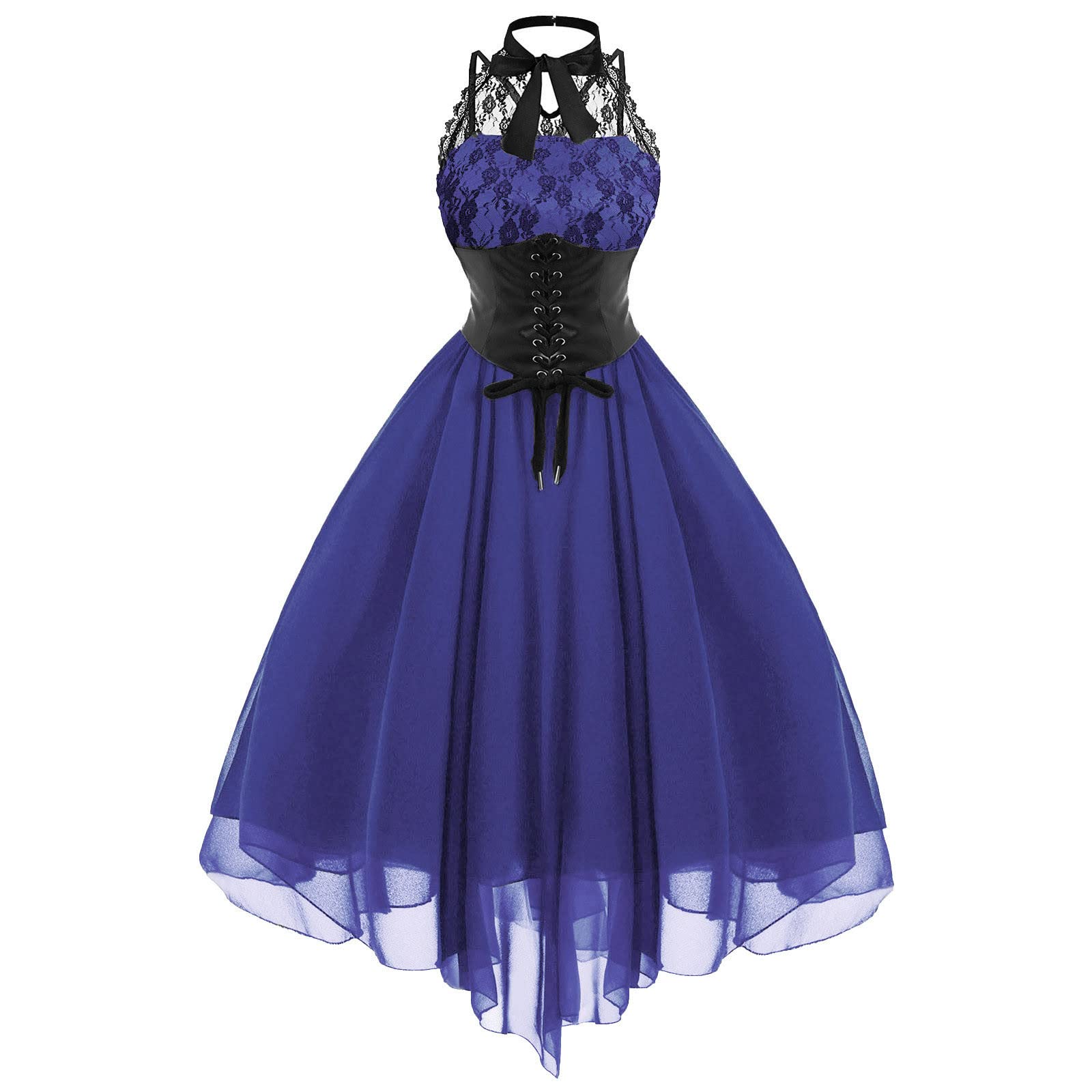 Gothic Lace Corset Dress for Women - Vintage Steampunk Halloween Outfit