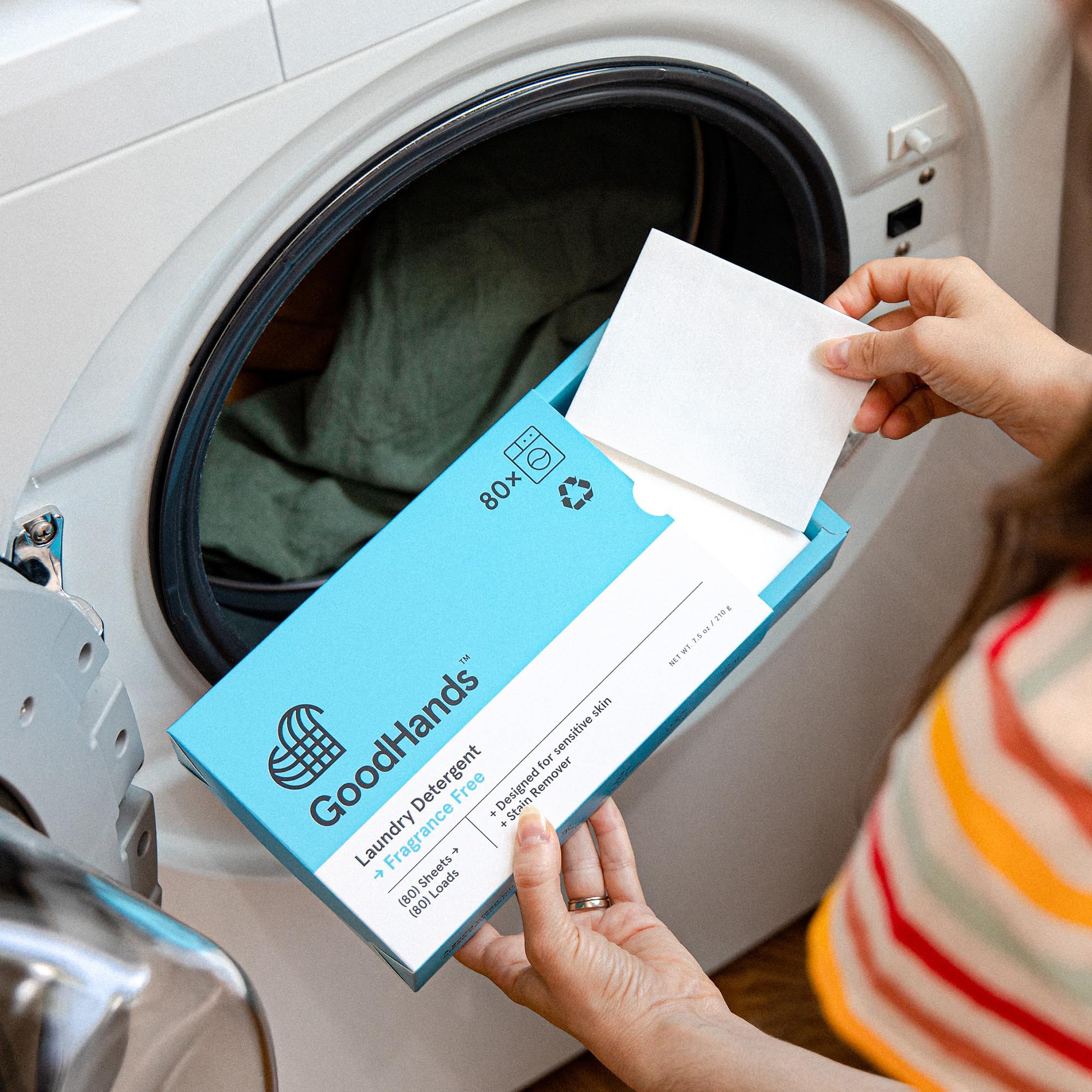 GoodHands Laundry Detergent Sheets - Powerful Stain Remover, Hypoallergenic & Eco-Friendly - Unscented Travel Laundry Detergent for Sensitive Skin - 8 Pack (640 Loads) - Perfect for Travel, Camping, Baby Clothes & Delicate Fabrics