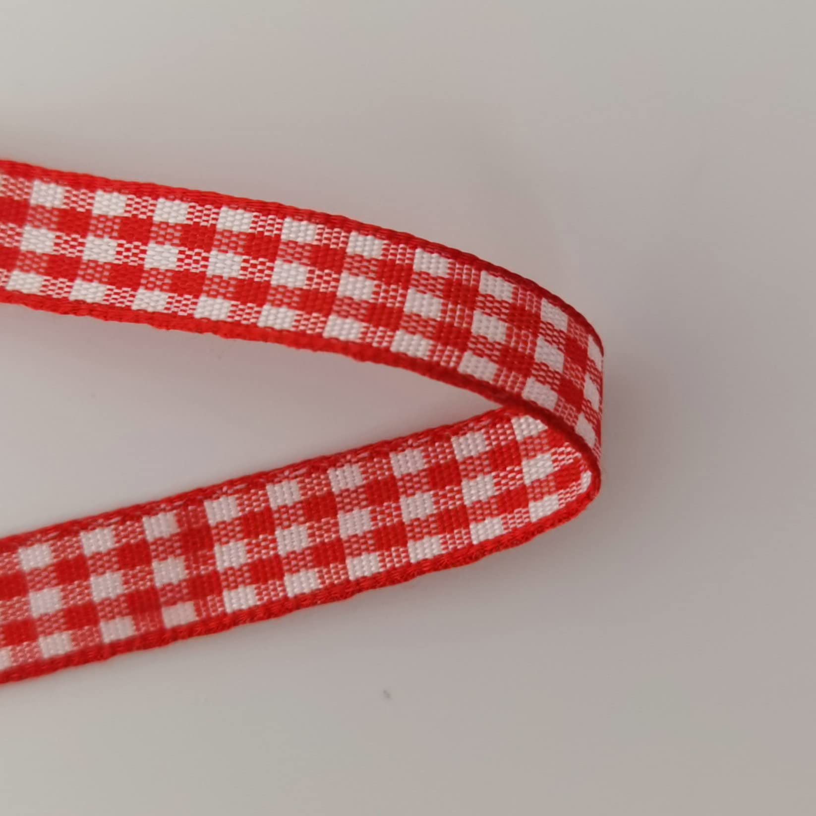Red and White Gingham Ribbon - 3/8 Inch Wide, 25 Yards per Roll, 100% Polyester Craft Ribbon for Gift Wrapping, DIY Projects, Hair Bows, and Party Decorations