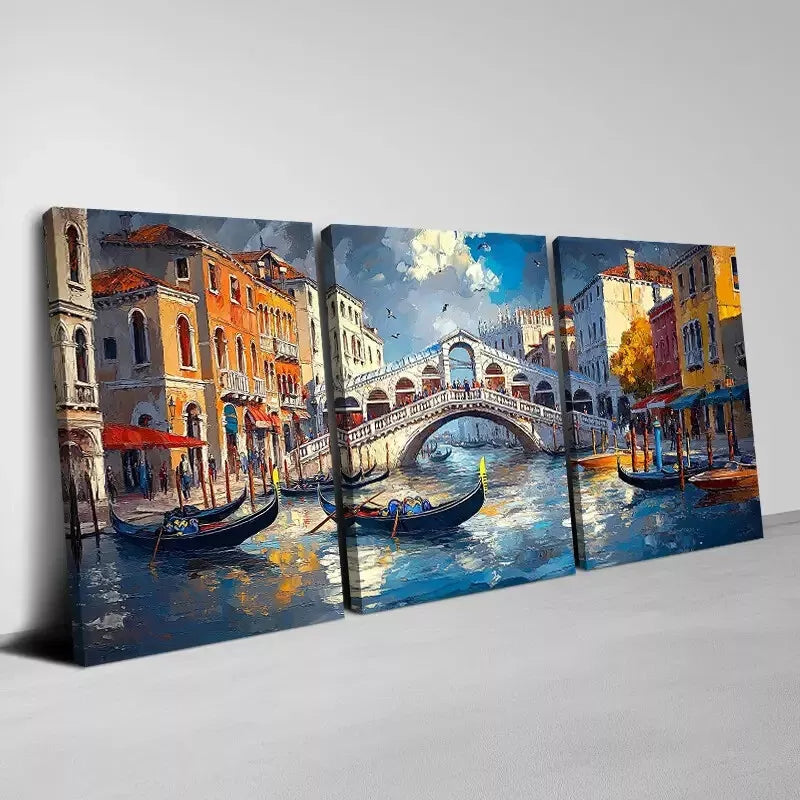 3-Piece Prosperous Water City with Building View Art Set - 50x70cm Framed Canvas Wall Art | High-Quality Print | 100% Australian Made | Ready to Hang | Perfect for Living Room, Bedroom & Office Decor