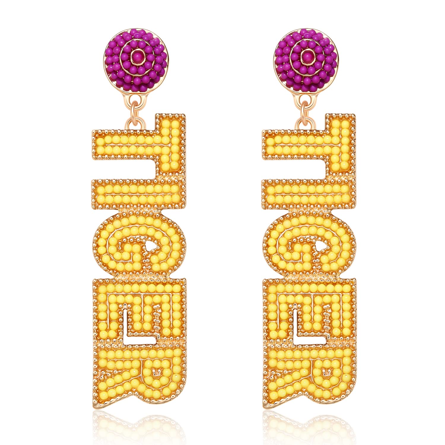 Handmade Football Game Day Seed Bead Dangle Earrings for Women - Clemson LSU Tigers Auburn Fans Statement Jewelry - Perfect for Sports Team Spirit, Cheer Outfits & Birthday Gifts | Game Day Accessories, Tailgating, Fan Parties & Special Occasions
