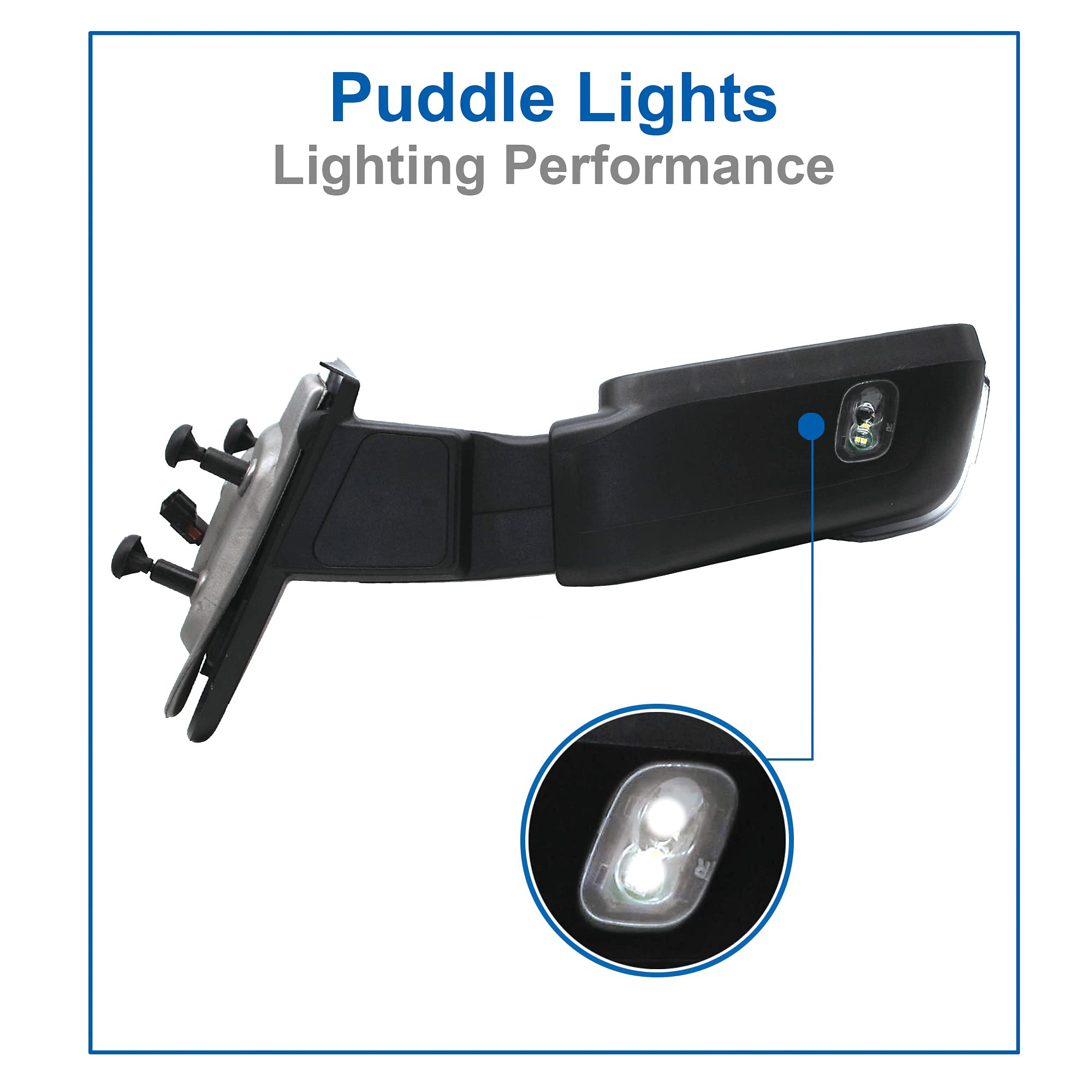 Upgraded Power Heated Towing Mirrors with LED Turn Signal & Puddle Lamp - Manual Folding Chrome Cap - Compatible with 2004-2014 Ford F150 Pickup Truck - Perfect for Enhanced Visibility & Safety While Towing or Night Driving