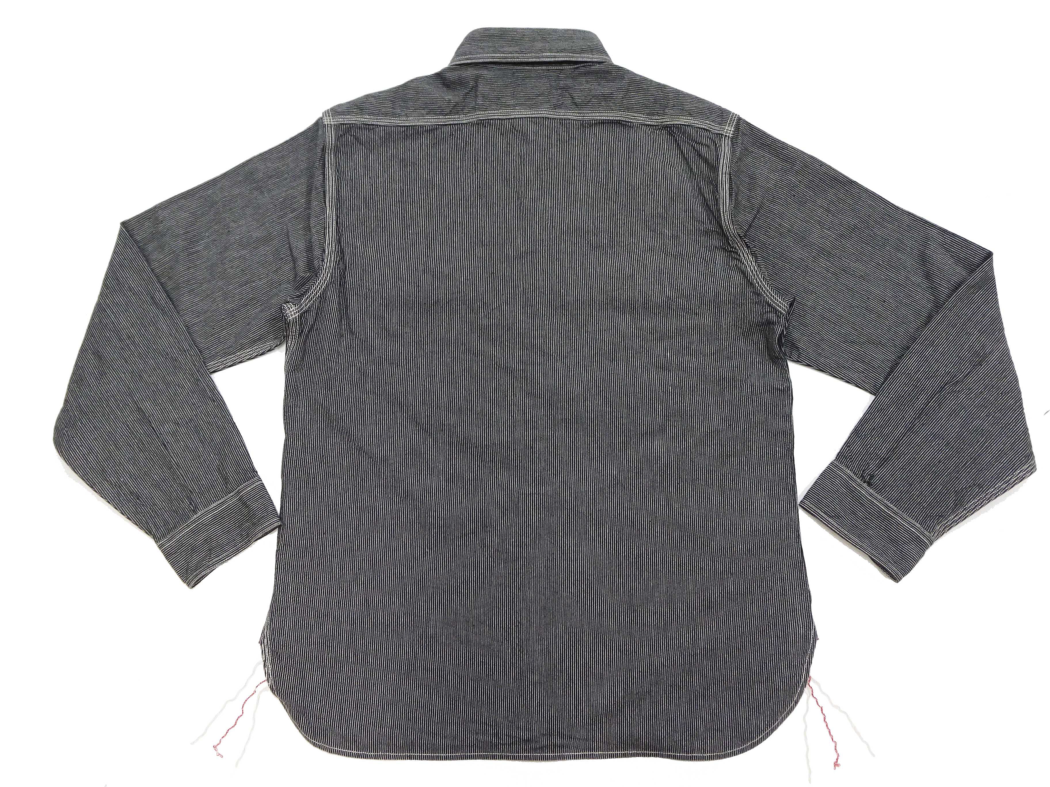 Men's Casual Long Sleeve Button Up Shirt - Sugar Cane Work Shirt with Vertical Hairline Stripe Pattern, Jean Cord Fabric (SC25511-119 Black) - Perfect for Workwear, Outdoor Activities & Everyday Casual Style