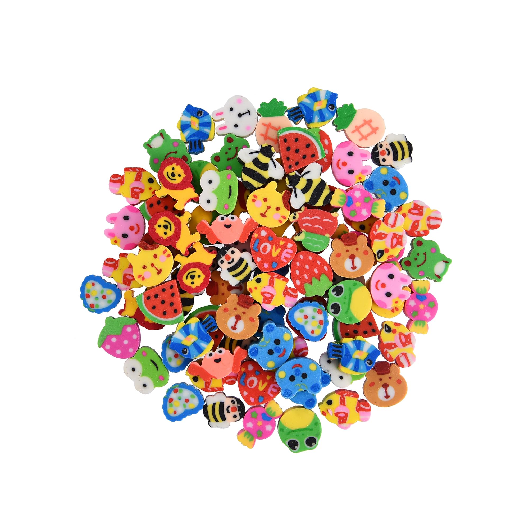 400PCS Mini Fun Cute Fruit & Animal Erasers Bulk for Kids - Perfect for School Supplies, Party Favors, Valentine's Day Gifts & Classroom Rewards - Great for Arts & Crafts, Pencil Toppers & Learning Activities