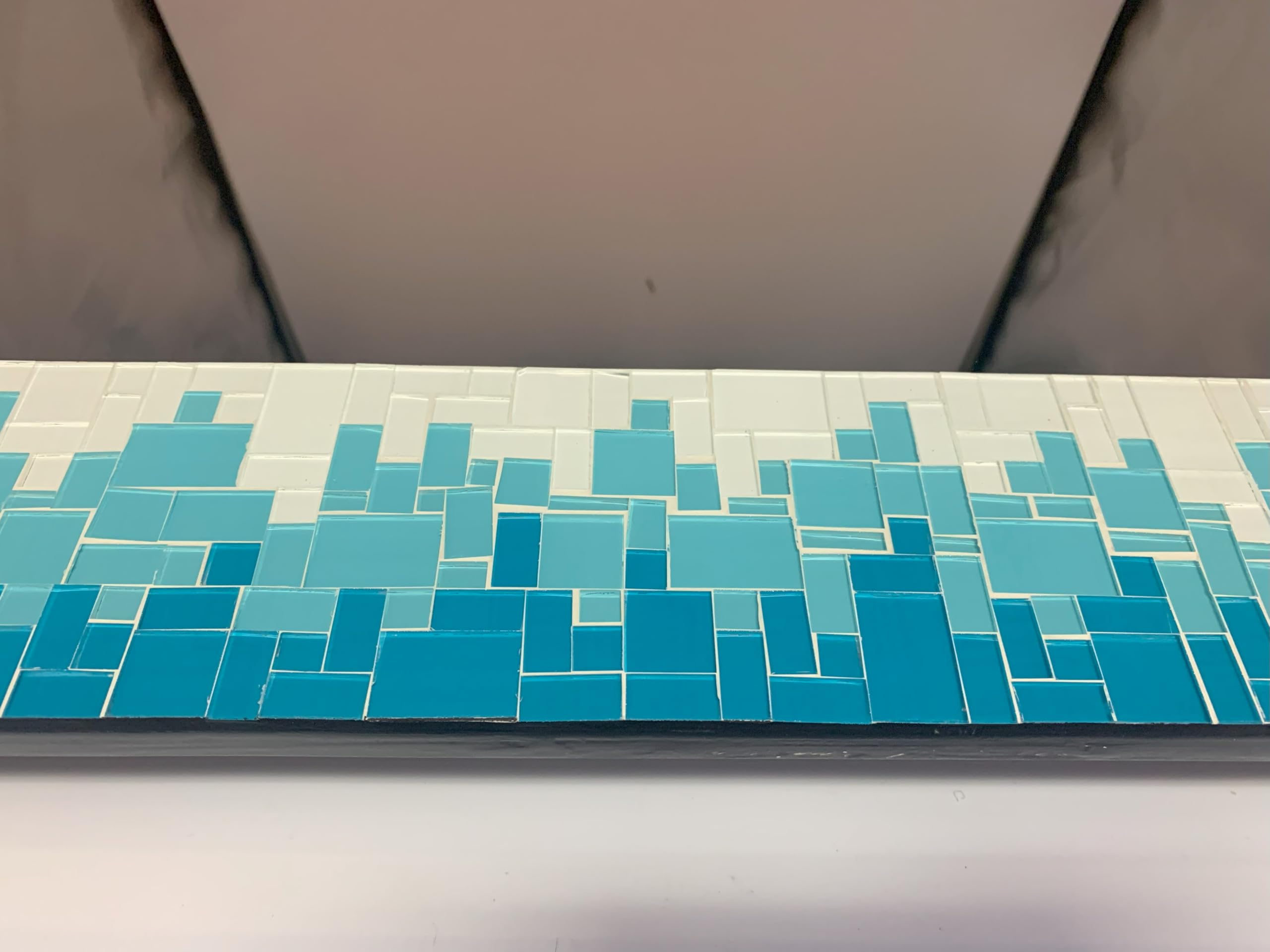 Handcrafted Sea-Blue Turquoise White Mosaic Wall Mirror - 32