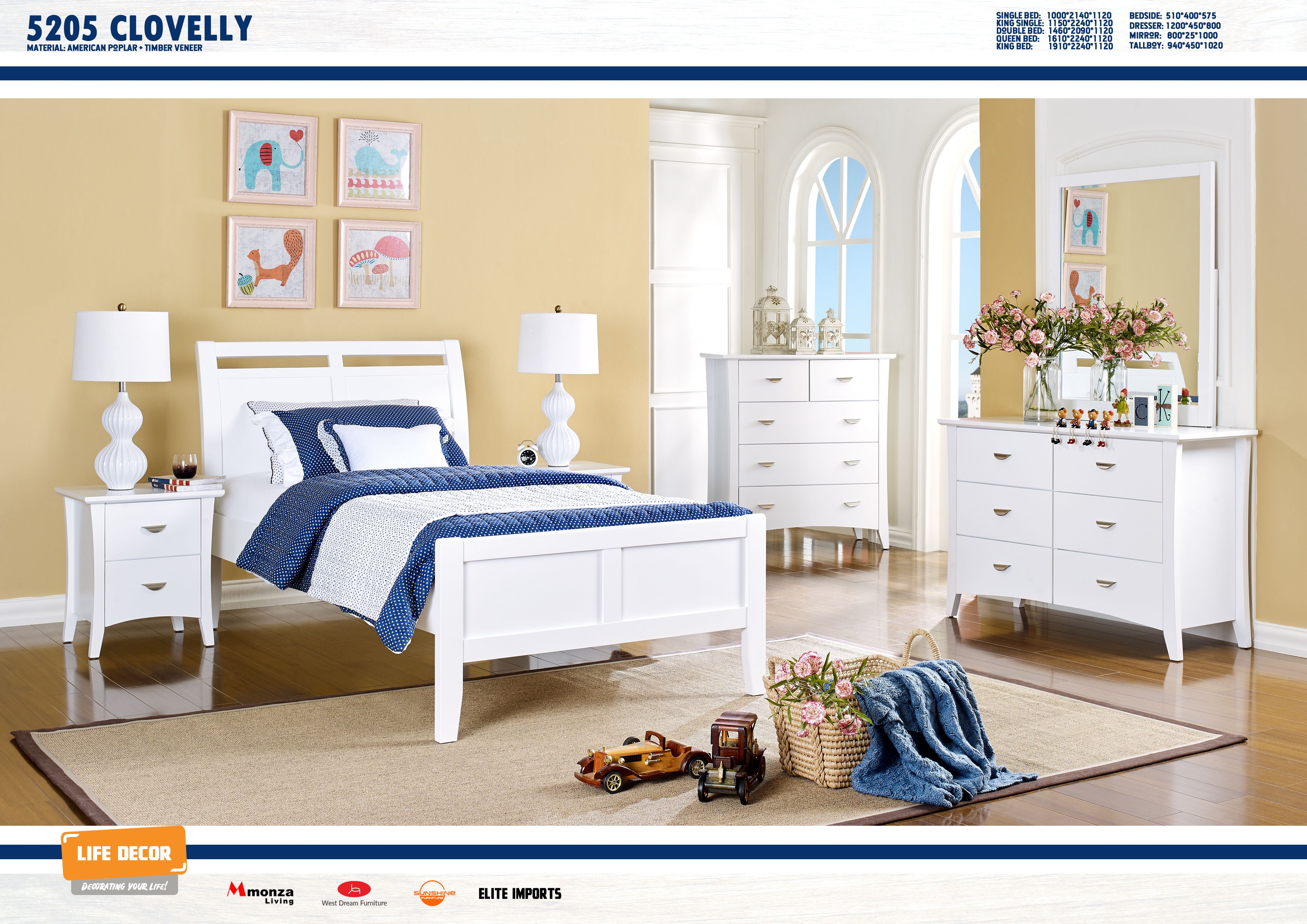 Clovelly Dresser - White Timber Veneer 5-Drawer Chest for Bedroom & Living Room Storage