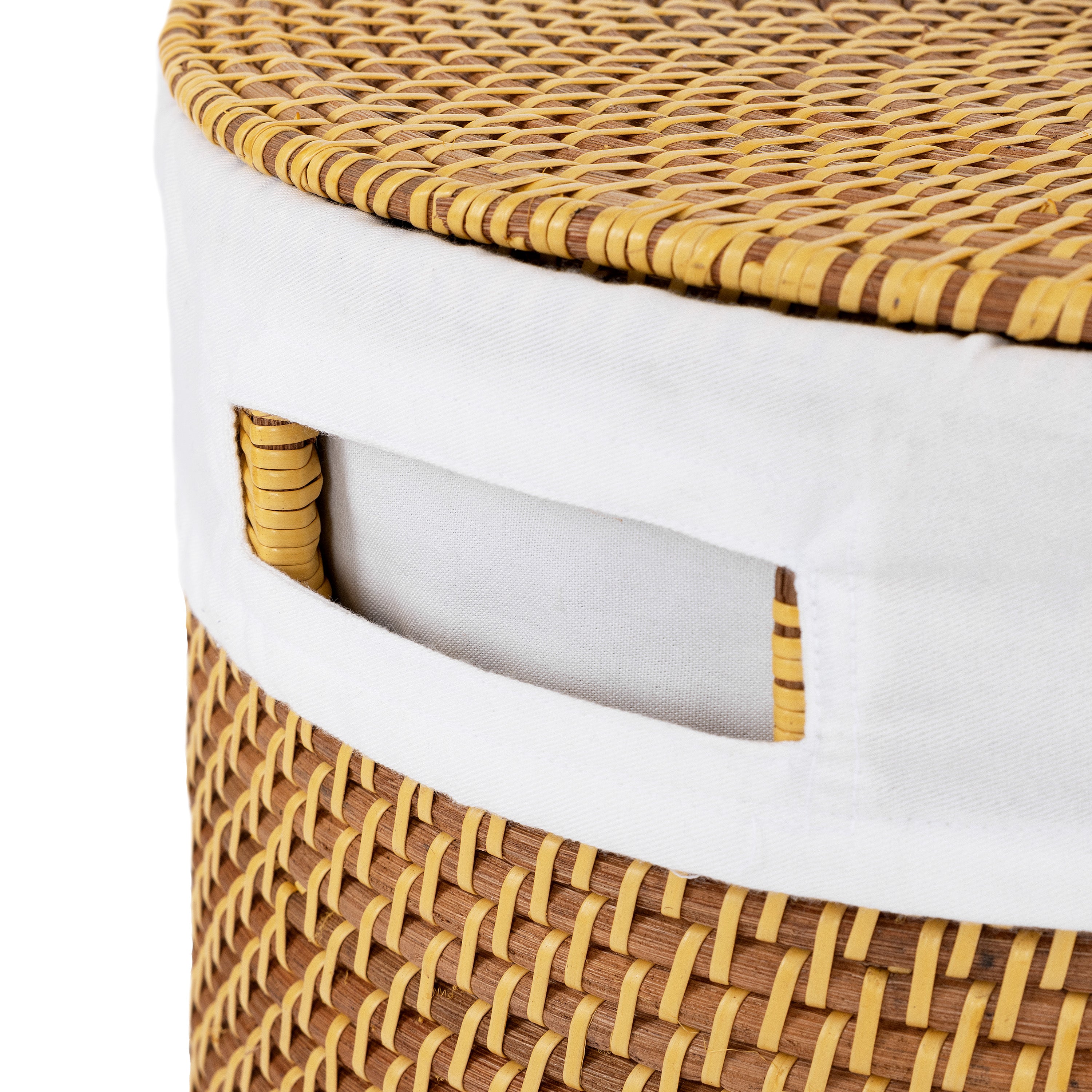 3-Piece Handwoven Rattan Laundry Hamper Basket Set with Lids - Stylish Storage for Bedroom, Bathroom & Closet Organization