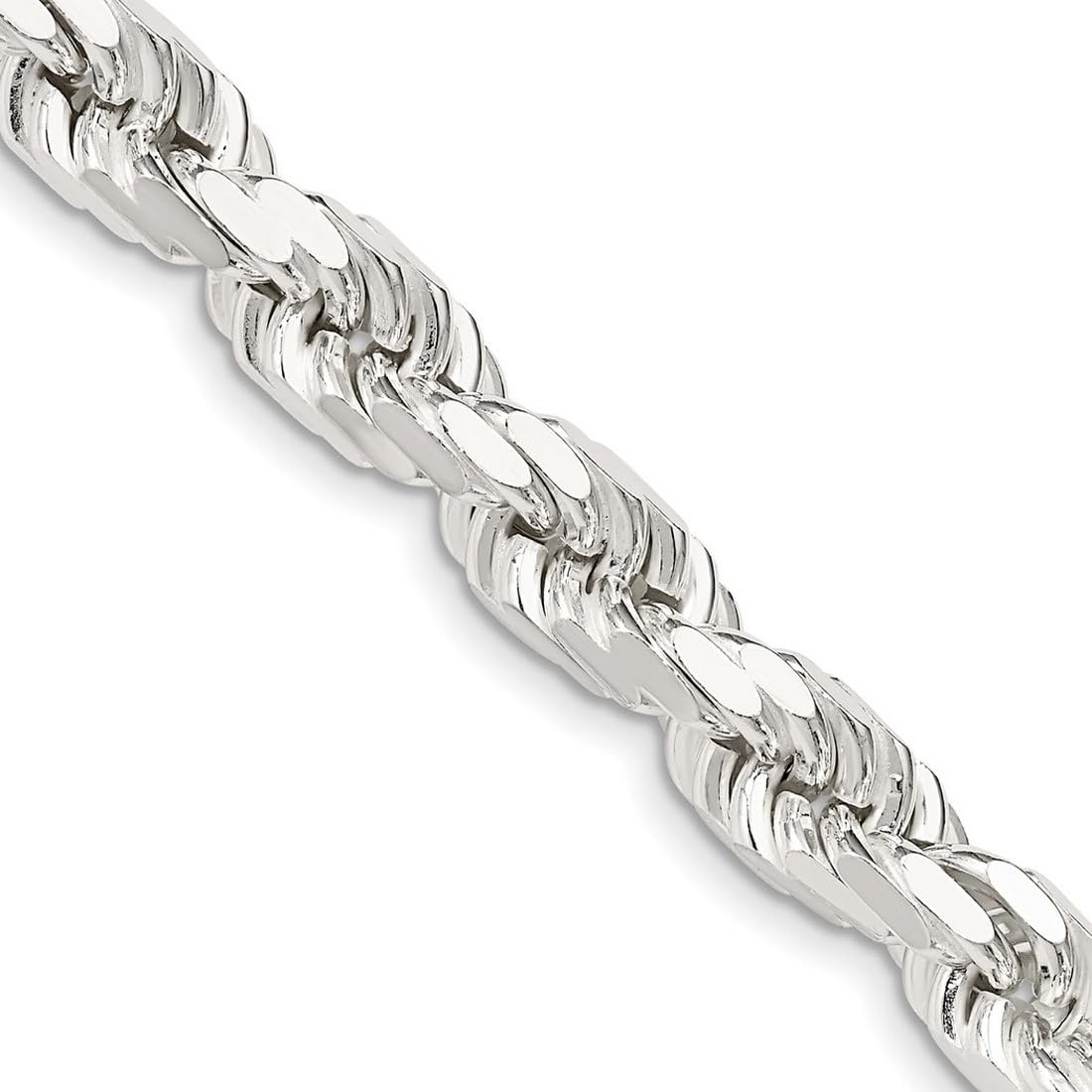 925 Sterling Silver Sparkle Cut Rope Chain Necklace for Women & Men - Adjustable Lengths 16