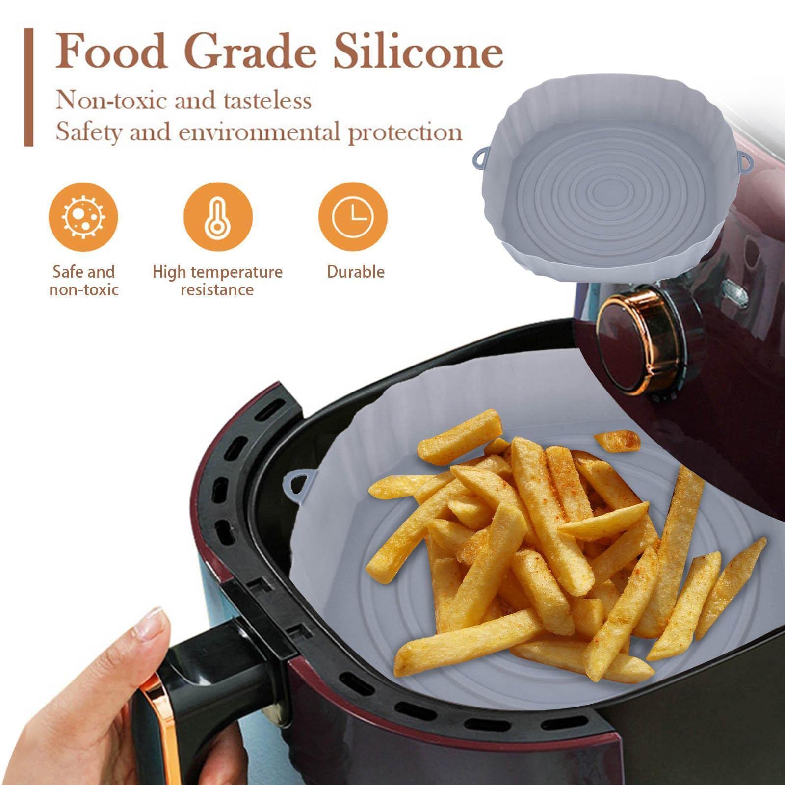 2-Pack Reusable Silicone Air Fryer Basket - Non-Stick Baking Tray for Pizza, Chicken & More | Oven-Safe Fryer Accessories for Healthy Cooking & Easy Cleanup | Perfect for Air Fryers, Toaster Ovens & Countertop Cooking