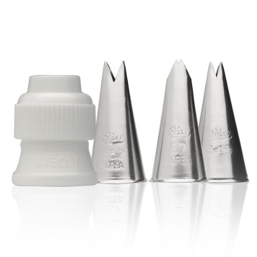 Ateco 4-Piece Leaf Tube Decorating Tips Set for Cake Piping, Cupcake, and Cookie Decorating - Perfect for Baking, Pastry, and Dessert Design