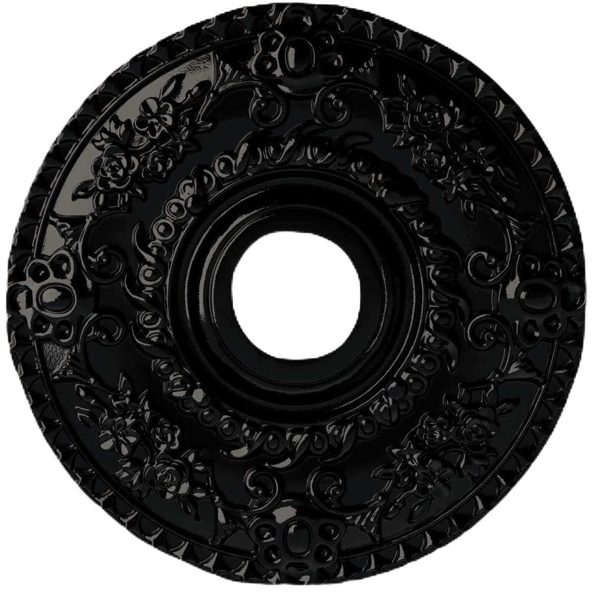 Ekena Millwork 18 Inch Rose Ceiling Medallion - Hand-Painted Black Pearl Finish, 18