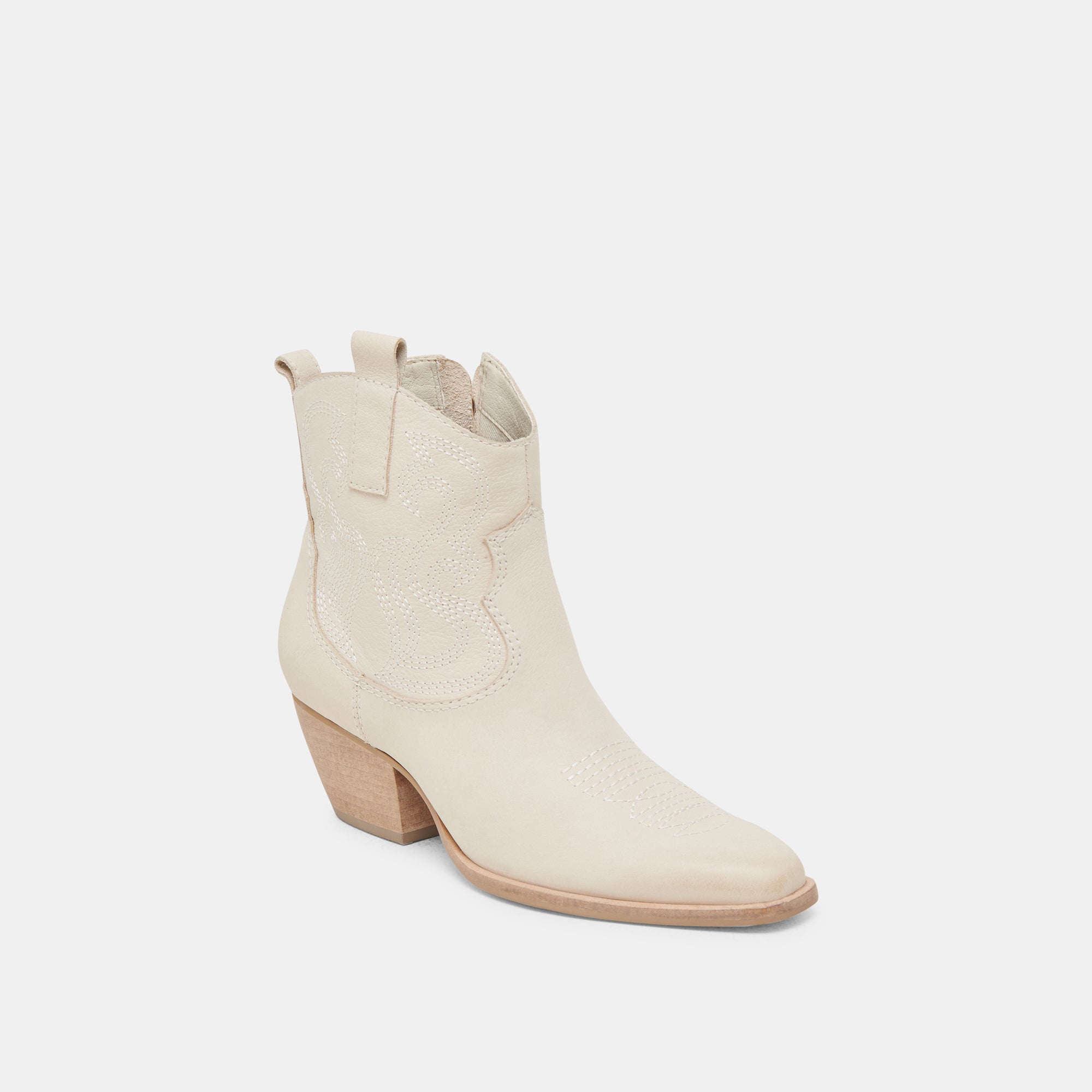 SHANIA Women's Ivory Nubuck Ankle Boots - Comfortable Low Heel Booties for Casual Wear, Office & Date Night
