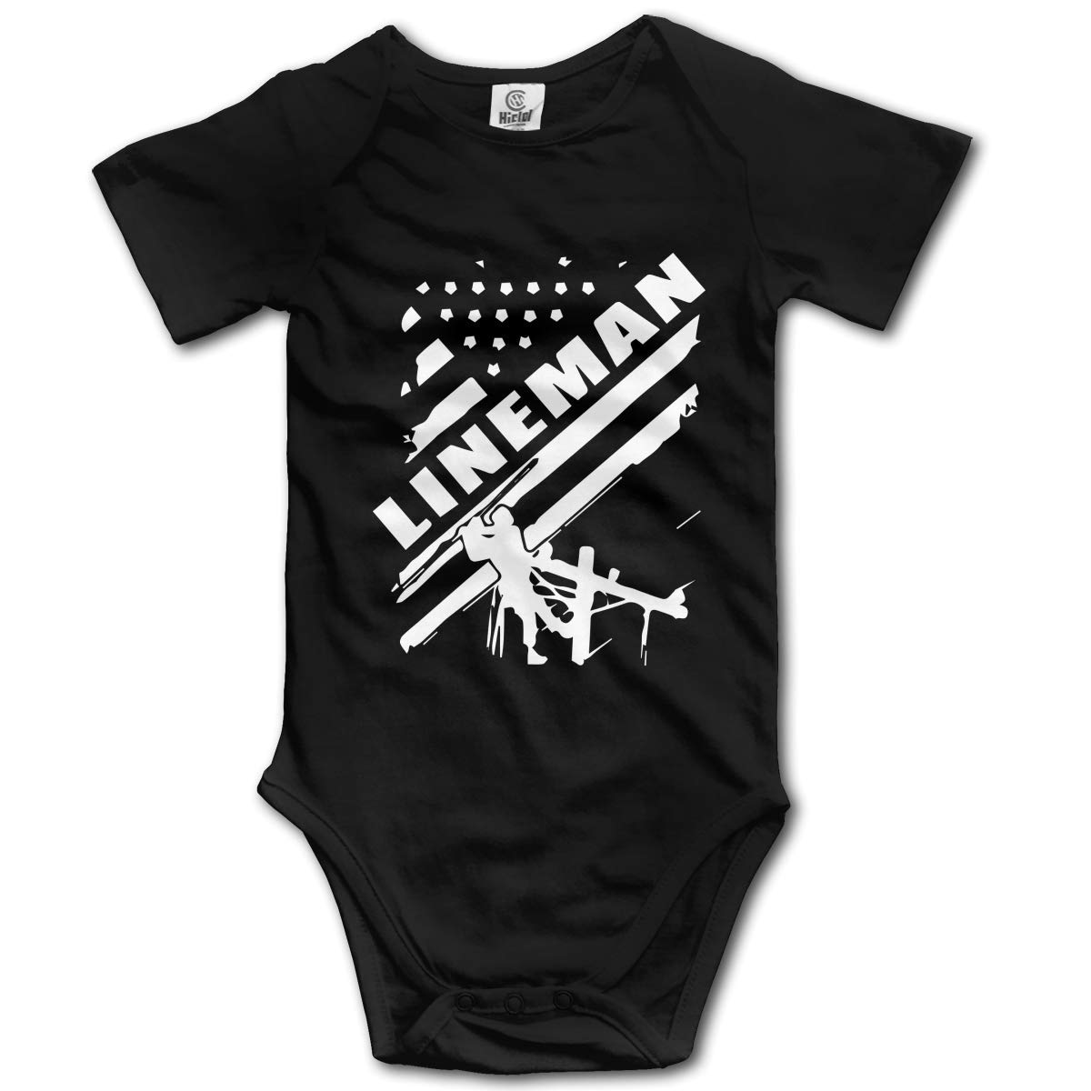 Lineman National Design2 Baby Bodysuit - Short Sleeve Romper for Infants (Black) | Soft Cotton Onesie for Newborns & Toddlers - Perfect for Playtime, Daycare & Family Outings