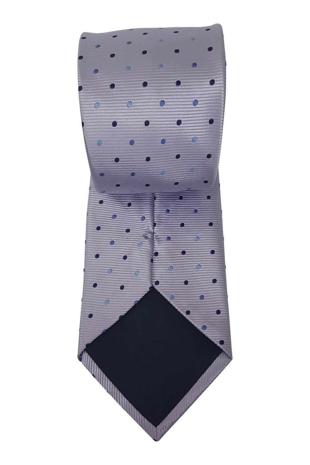 F&F Premium Silk Tie in Lilac with Polka Dot Pattern - 60.5 Inch Length for Business, Weddings & Formal Occasions