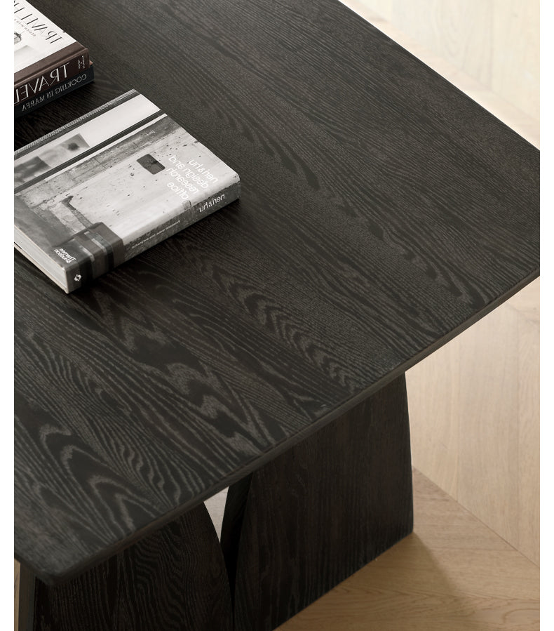 Handcrafted Oak Solid Wood Wabi Sabi Style Dining Table - Natural Wood Grain Texture - Modern Minimalist Furniture for Dining Room, Kitchen, or Open Concept Living Space