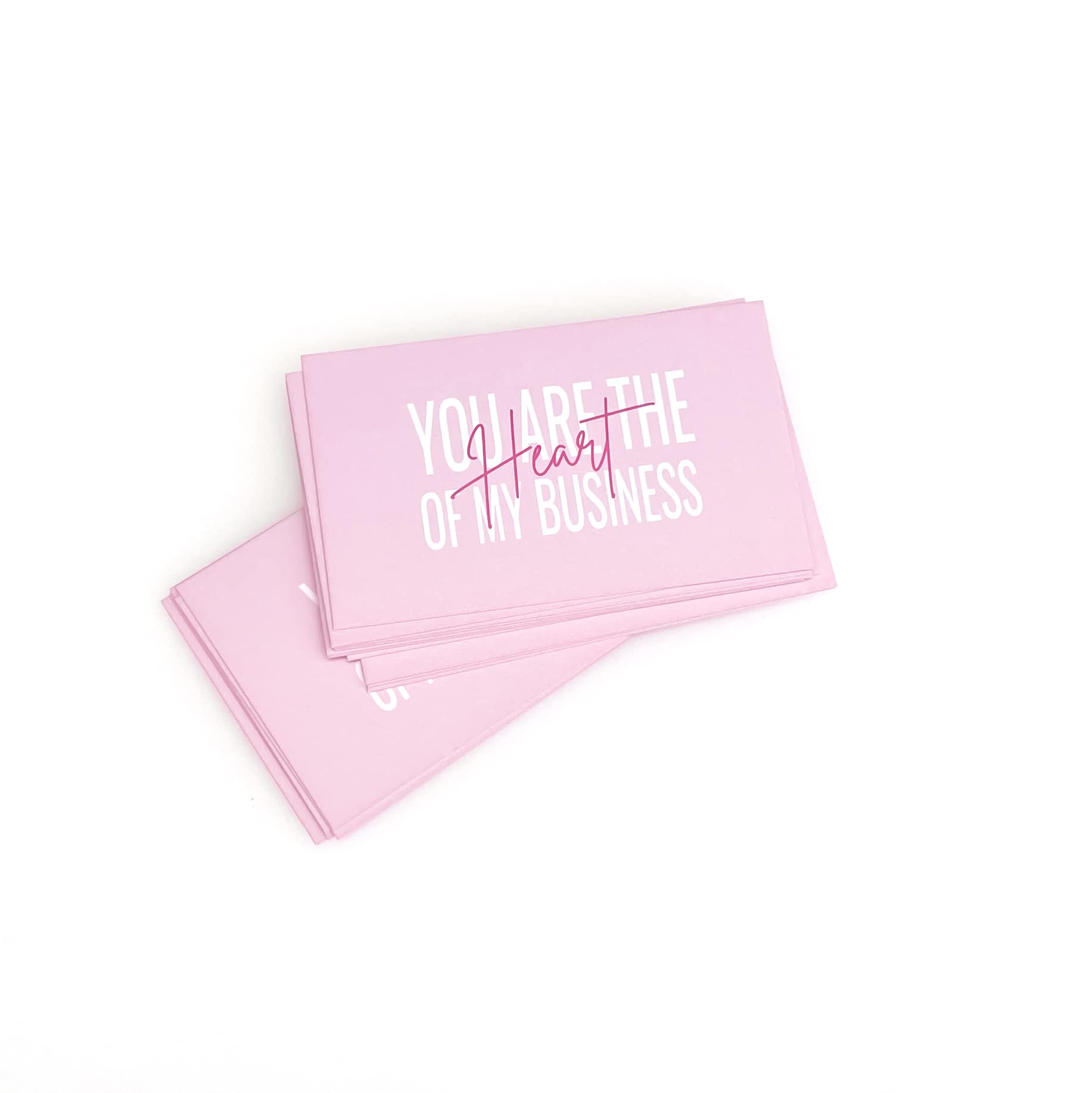 100 Pack Pink Thank You Cards for Business - Heart of My Business Appreciation Cards with Package Inserts | Perfect for Online Stores, Etsy Sellers & Small Business Customer Gifts