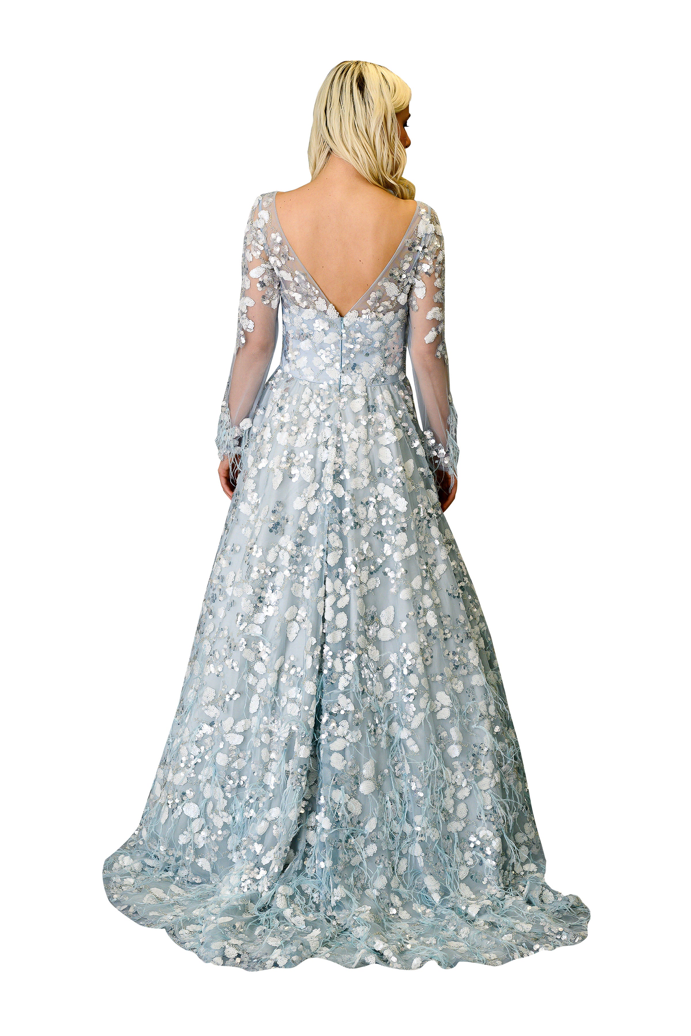 Elegant Train Ostrich Feather Gown for Women - Luxury Evening Dress for Prom, Wedding, and Red Carpet Events