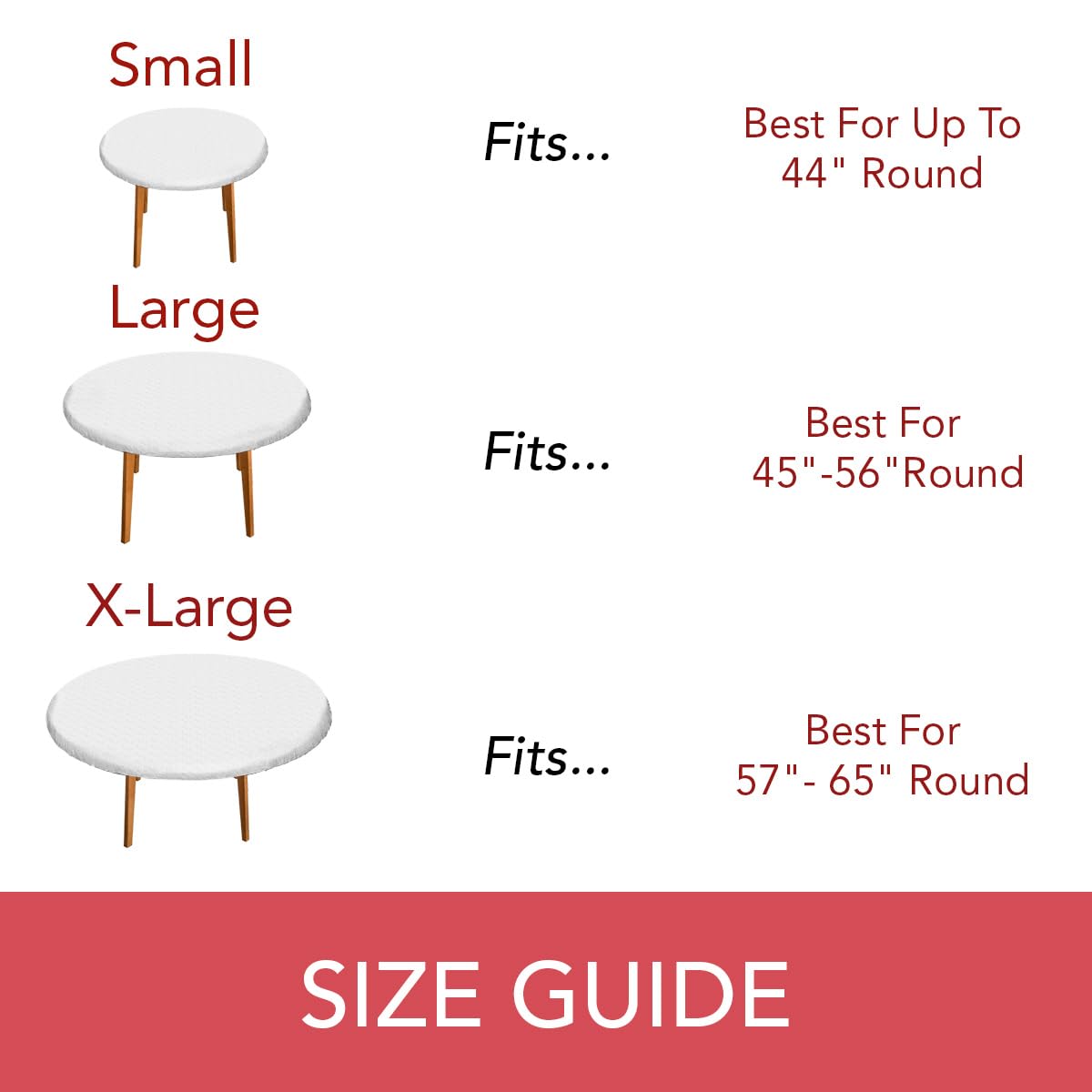 Deluxe Elastic Edged Flannel Backed Vinyl Fitted Table Cover - Quilted White Pattern - Small Round/Oblong/Oval (Fits 40